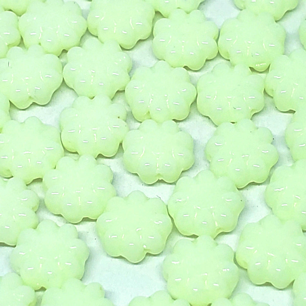 Light Green Hawaiian Flower Czech Glass Beads 9mm - 10pcs