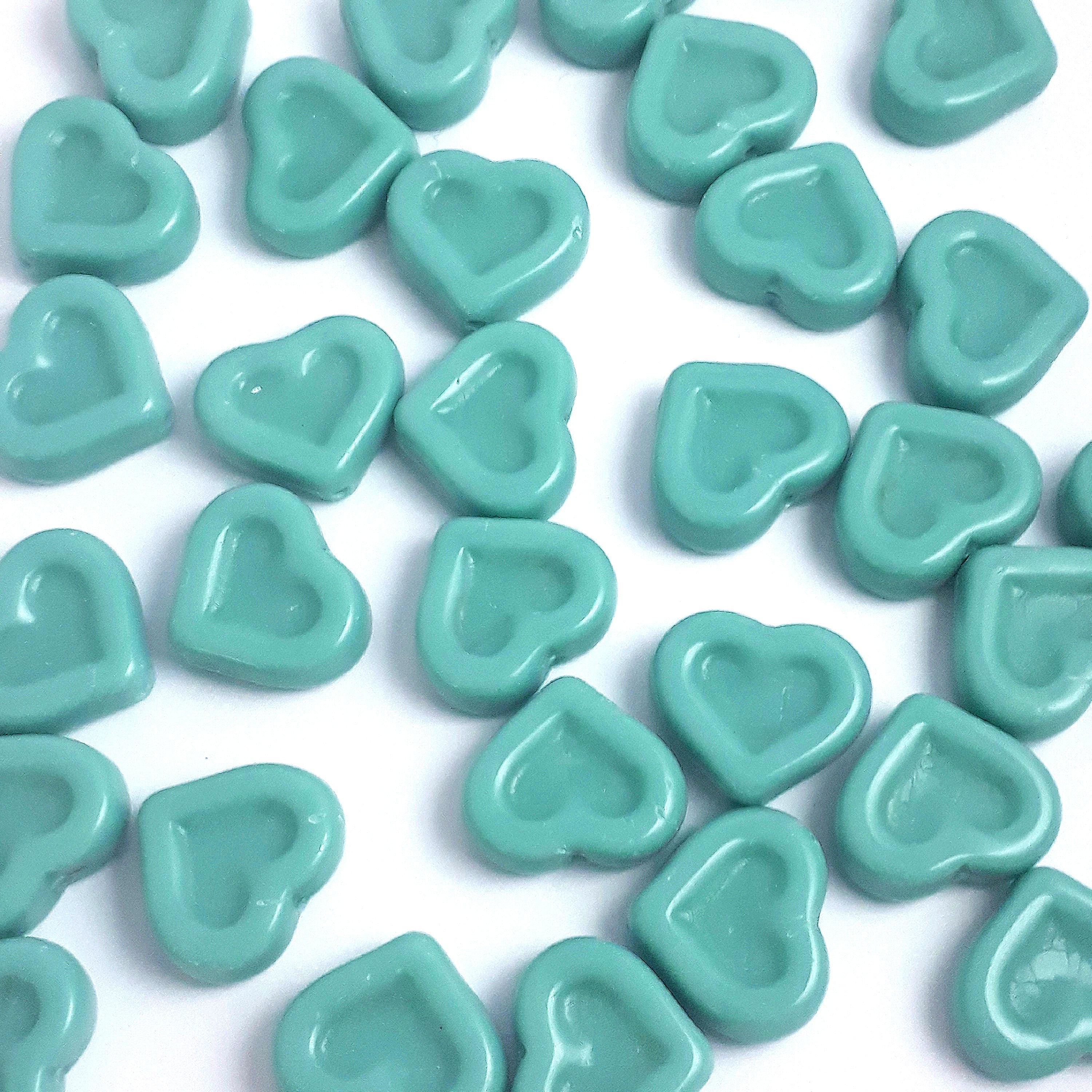 Turquoise Heart Czech Glass 14x12mm - 6pcs