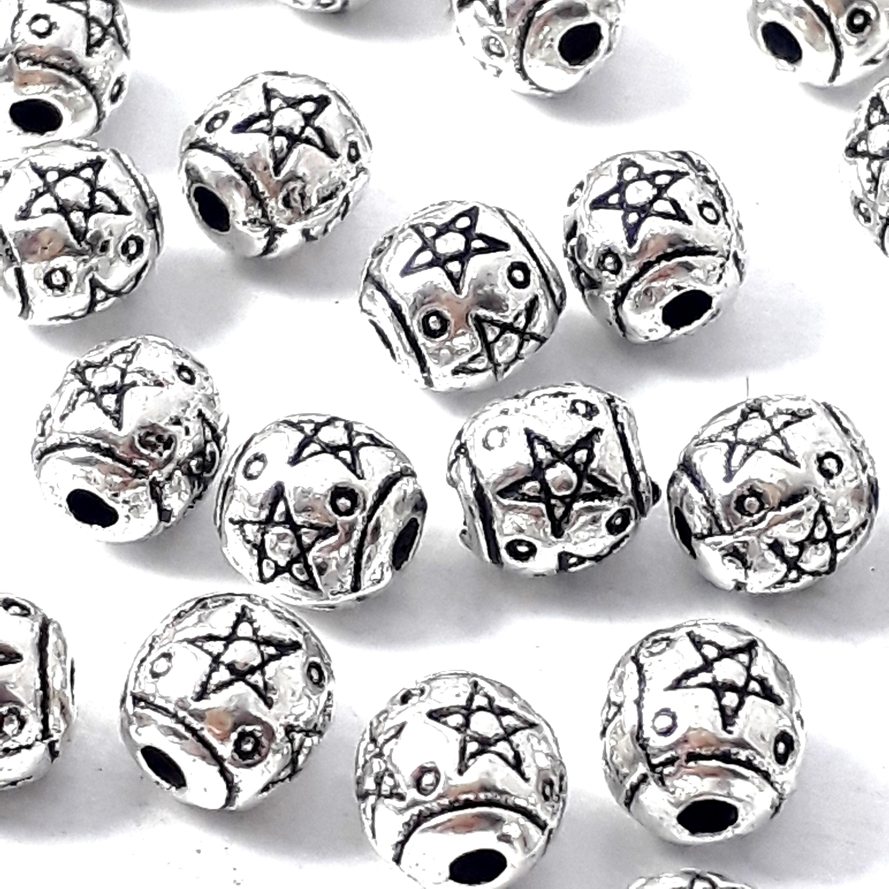 Oval Star Antique Silver 6x6mm - 20pcs