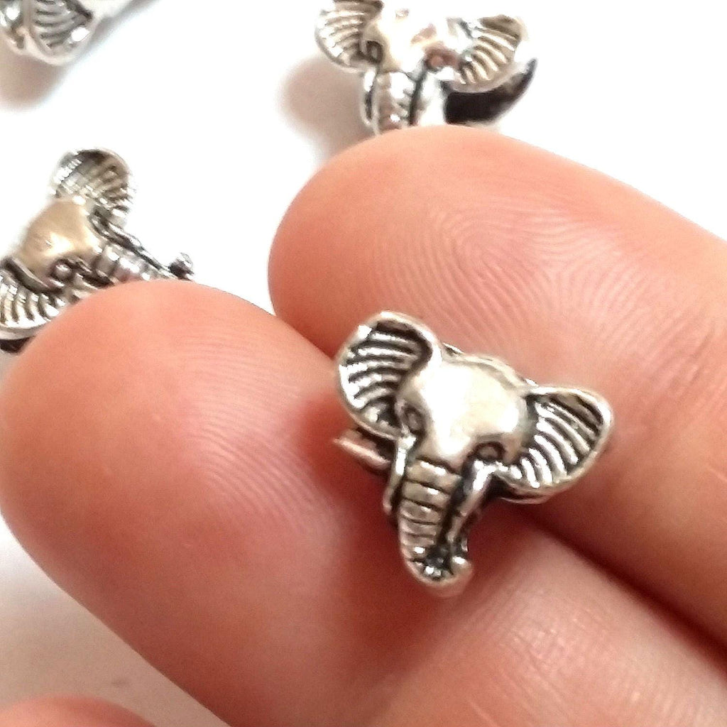 Elephant Head Antique Silver 12x10mm - 5pcs