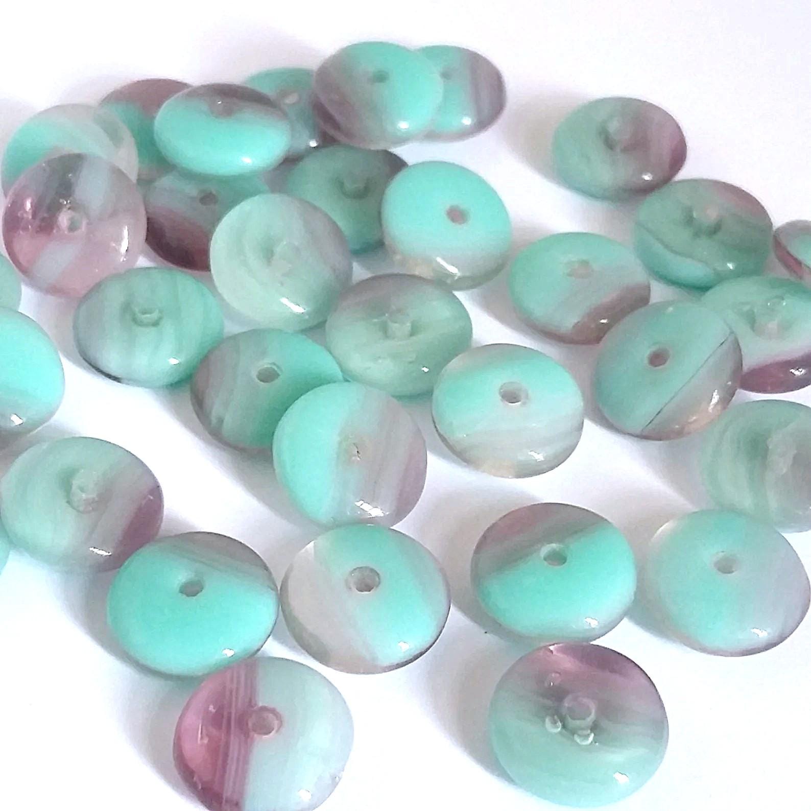 Amethyst & Turquoise Czech Glass Disc 8mm - 30pcs