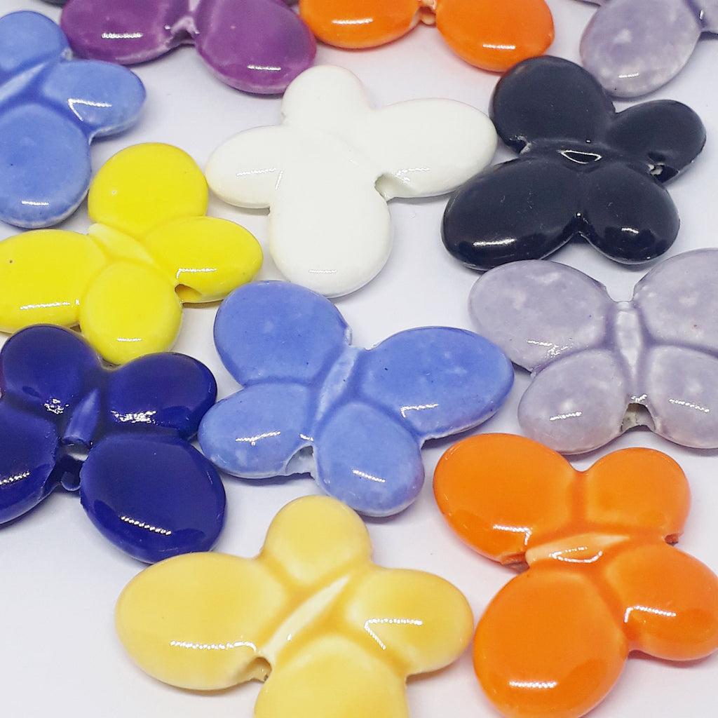 Butterfly Mixed Colour Ceramic 27x20mm - 6pcs