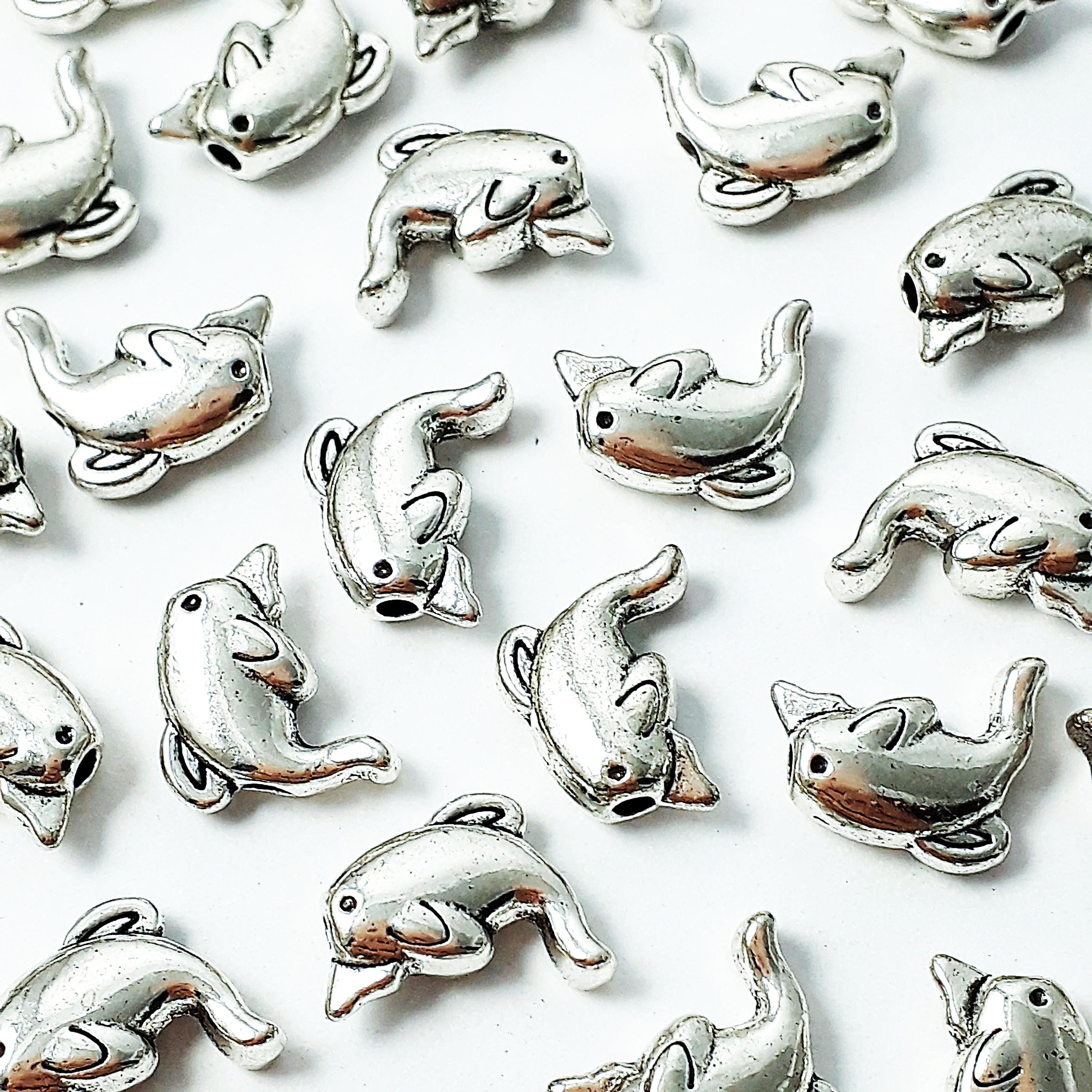 Dolphin Antique Silver 10x7mm - 20pcs