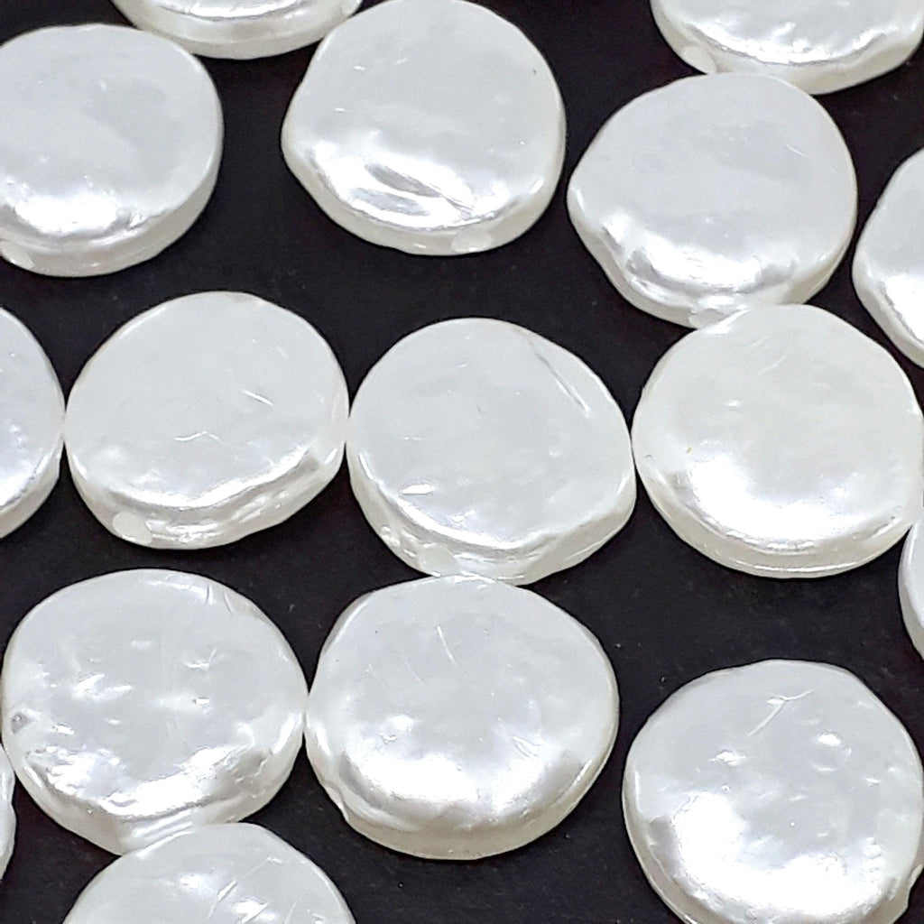 Acrylic Pearl Hammered Coin 14mm - 25pcs