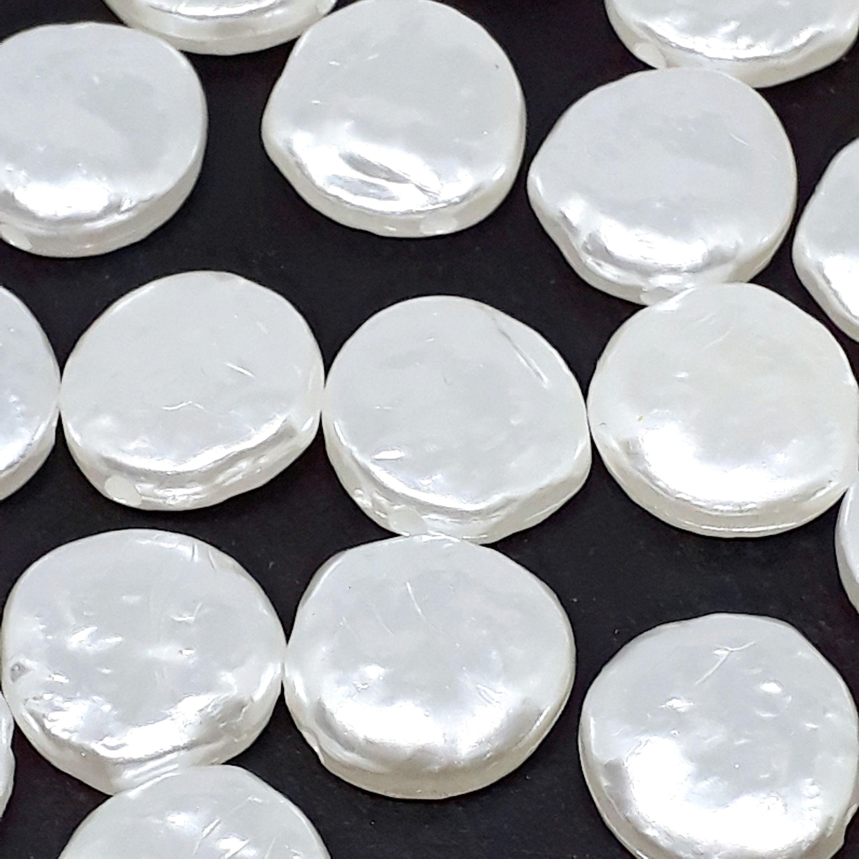 Acrylic Pearl Hammered Coin 14mm - 25pcs