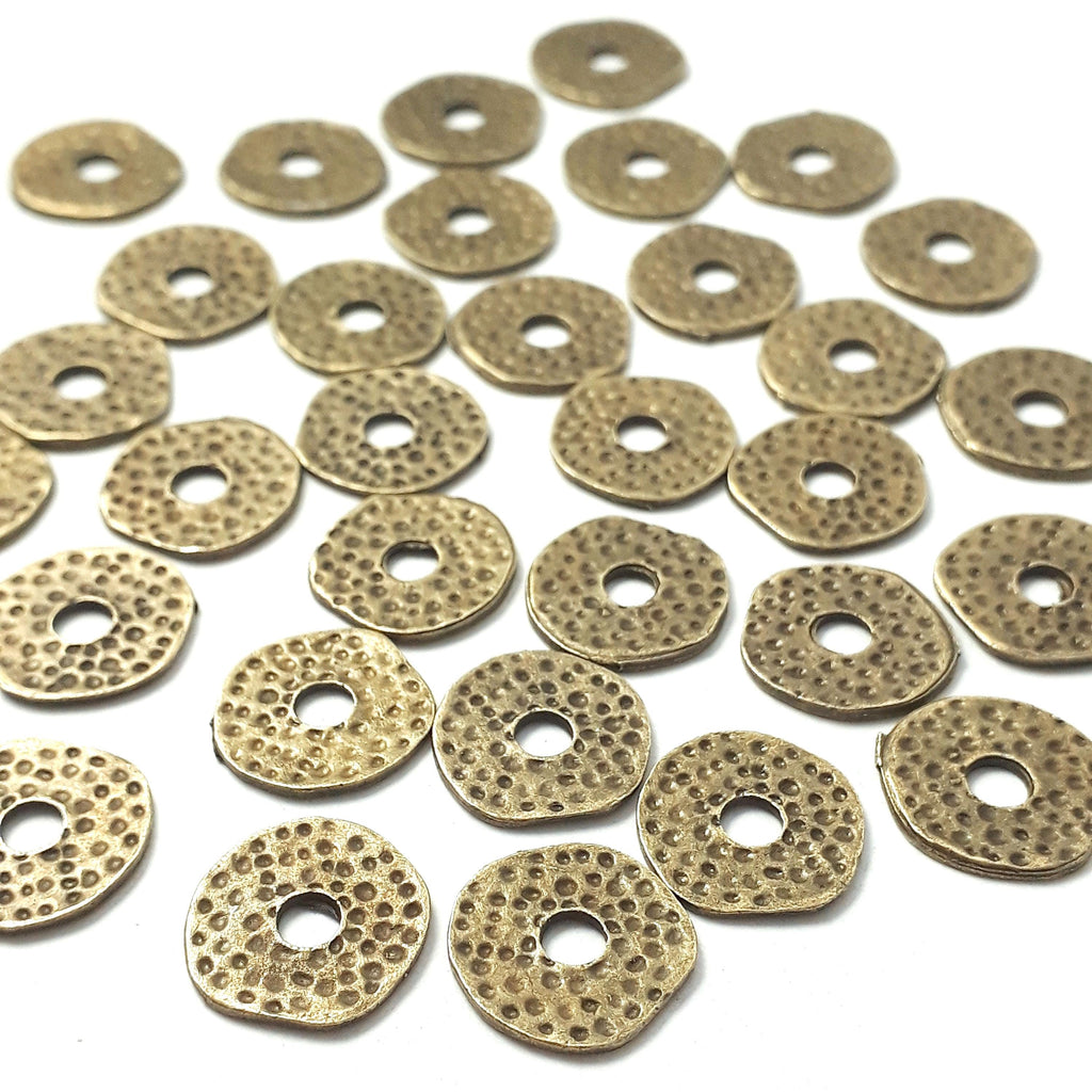 Hammered Disc Antique Bronze 11-12mm - 20pcs