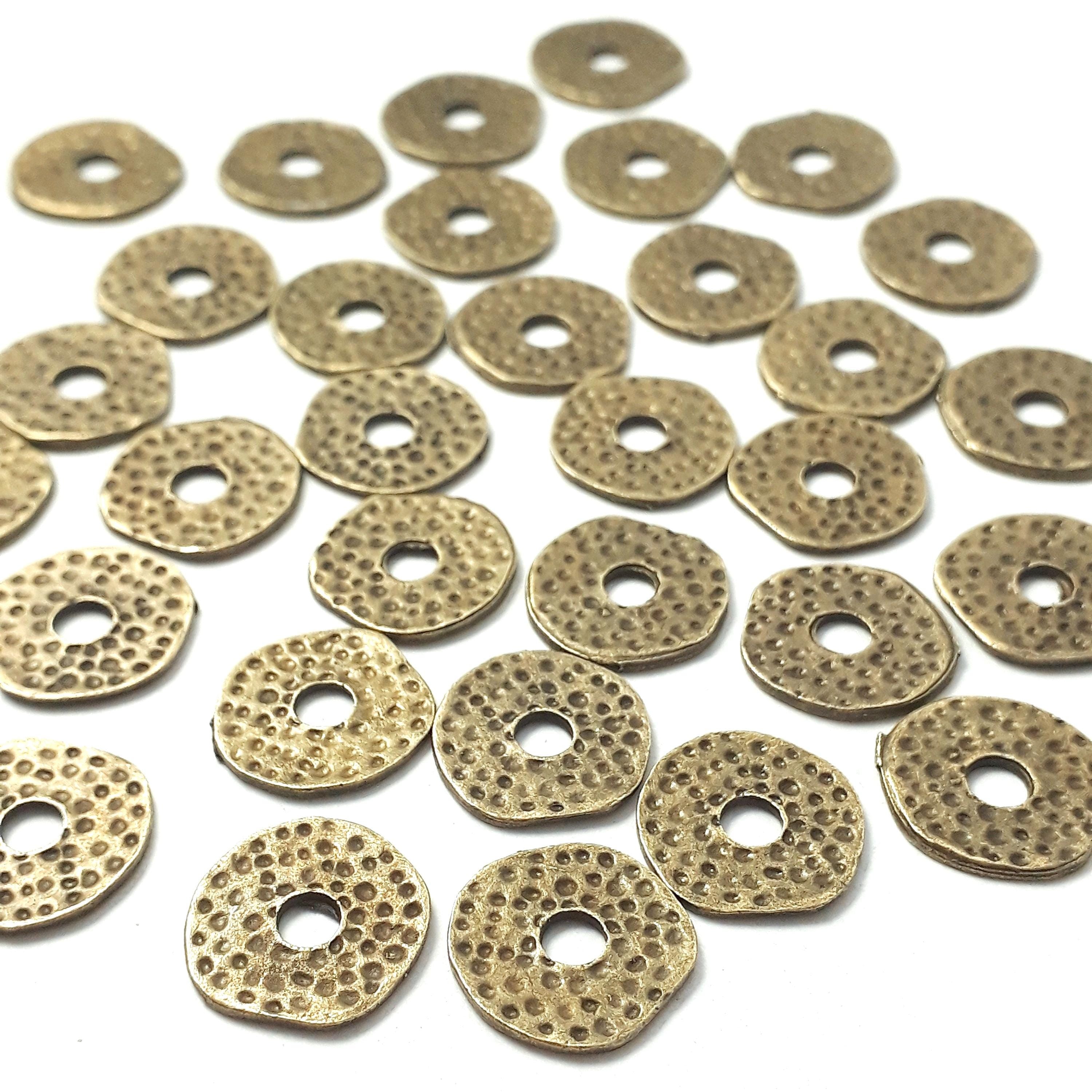 Hammered Disc Antique Bronze 11-12mm - 20pcs