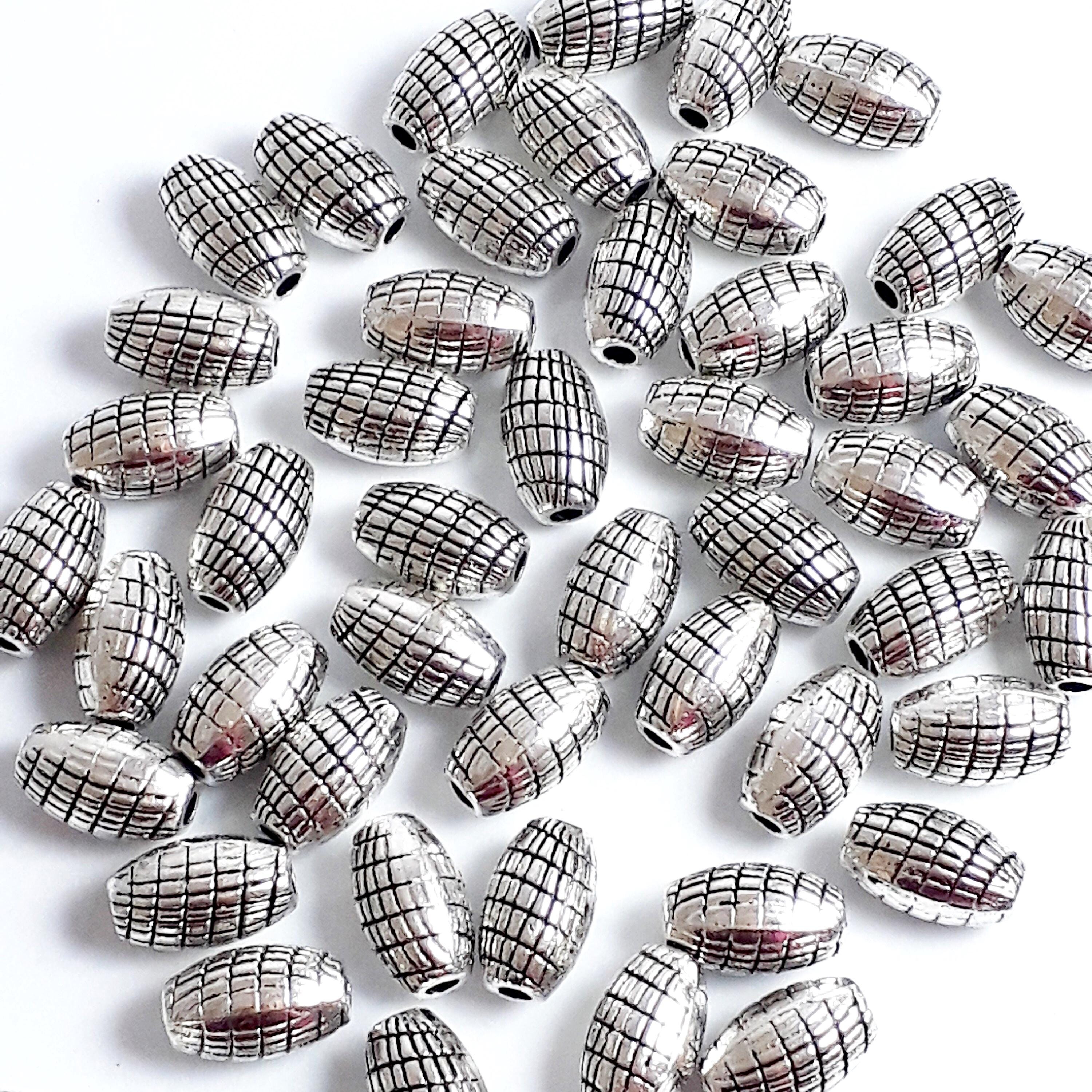 Oval Criss Cross Antique Silver 9x6mm - 10pcs