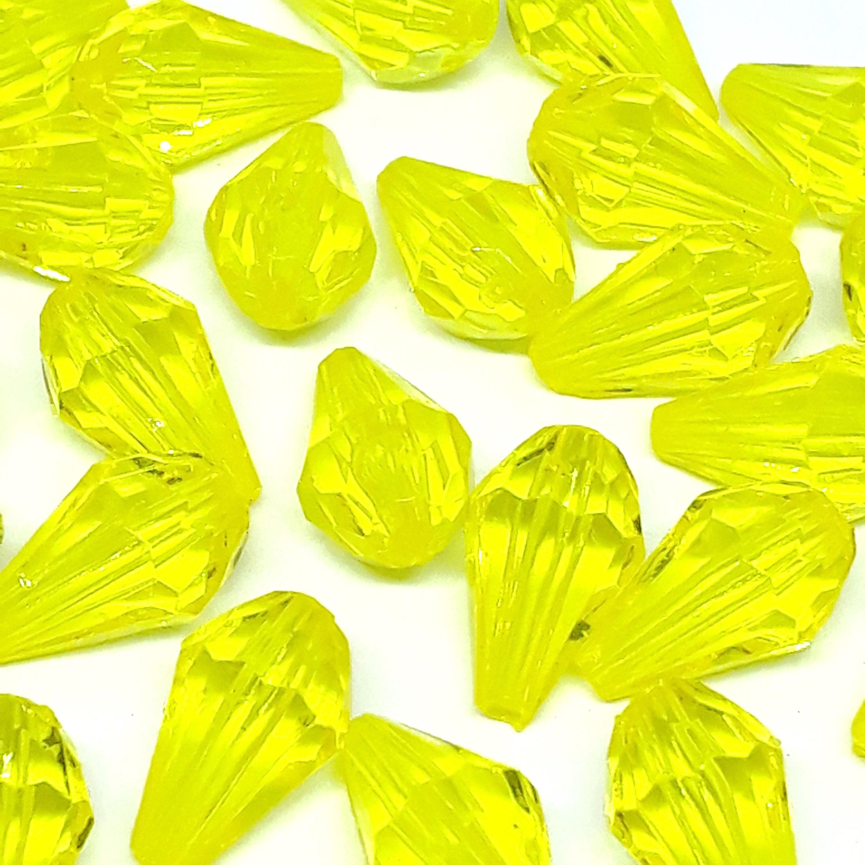 Yellow Acrylic Faceted Teardrop 13x8mm - 100pcs