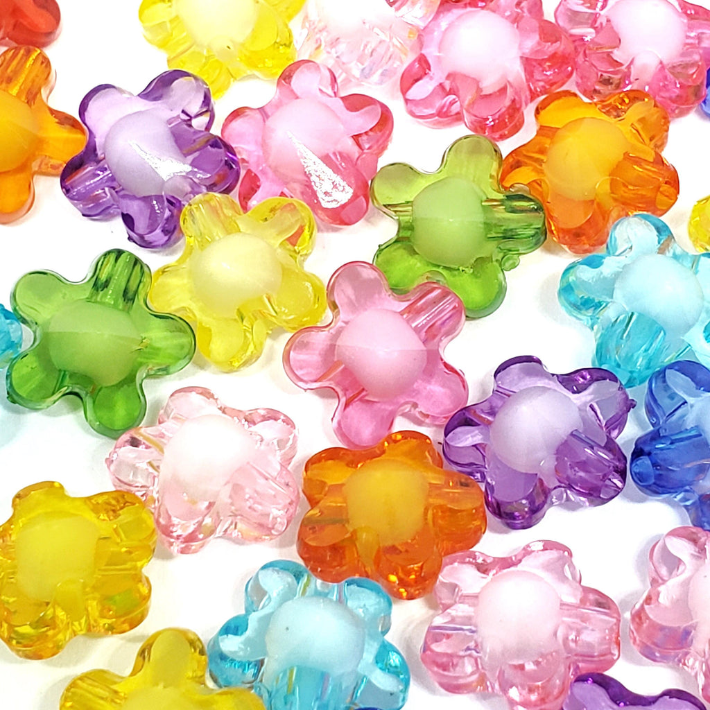 White Centre Acrylic Flower 12mm - 50pcs