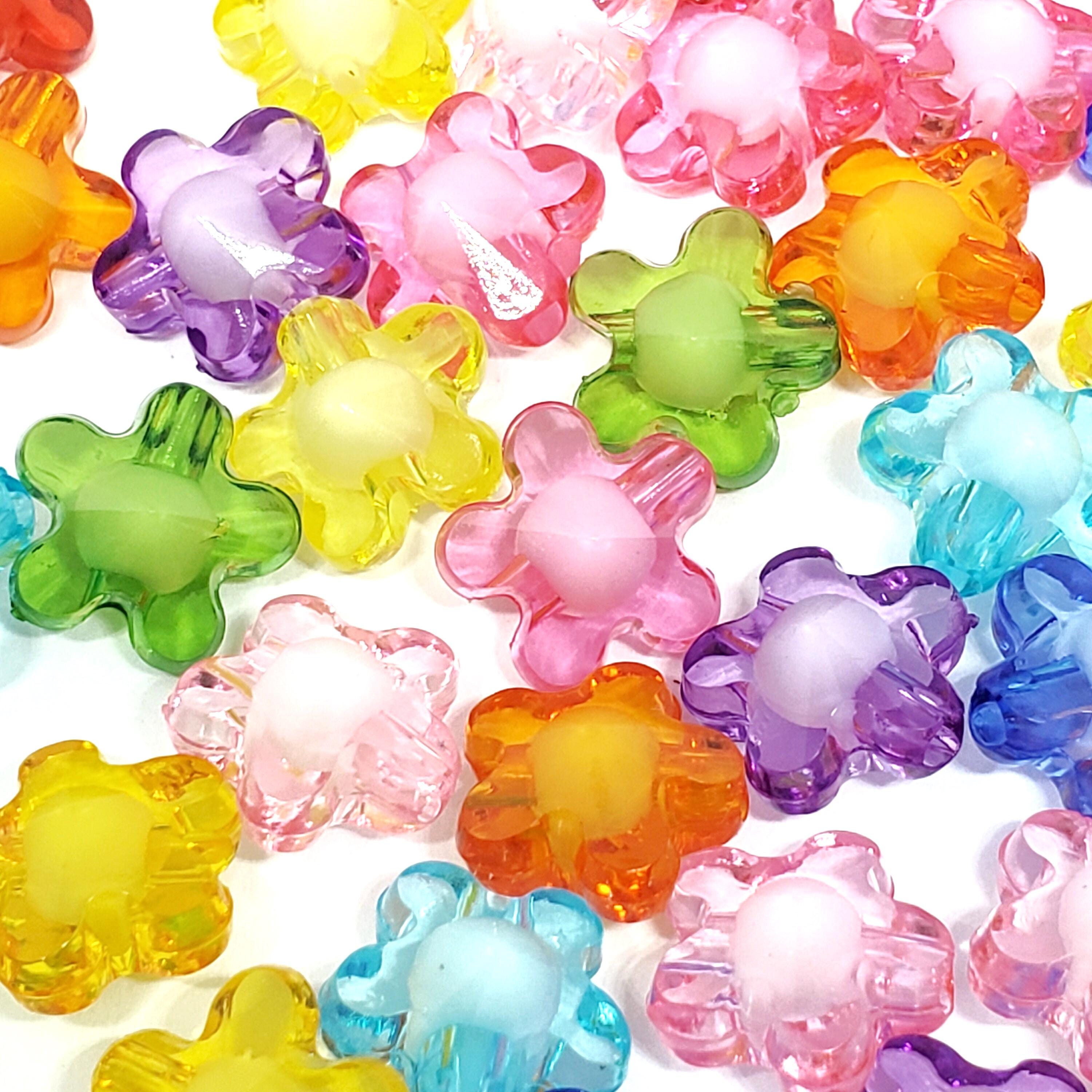 White Centre Acrylic Flower 12mm - 50pcs