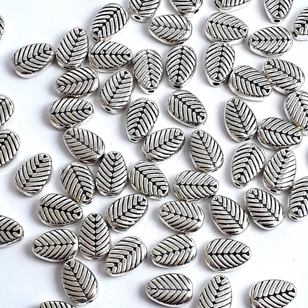 Leaf Antique Silver 8x6mm - 20pcs
