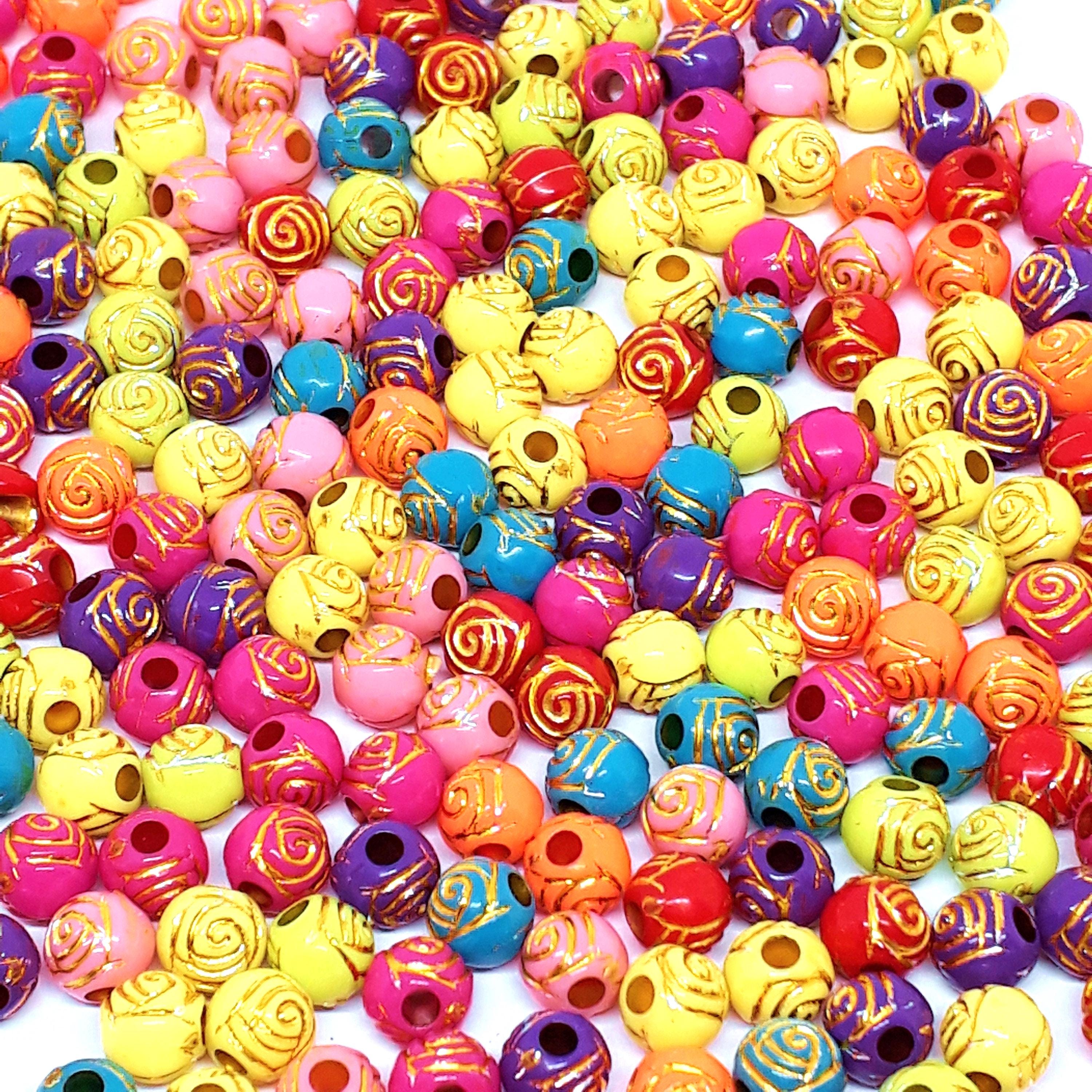 Rose Gold-Lined Acrylic Colourful Round 6mm - 200pcs