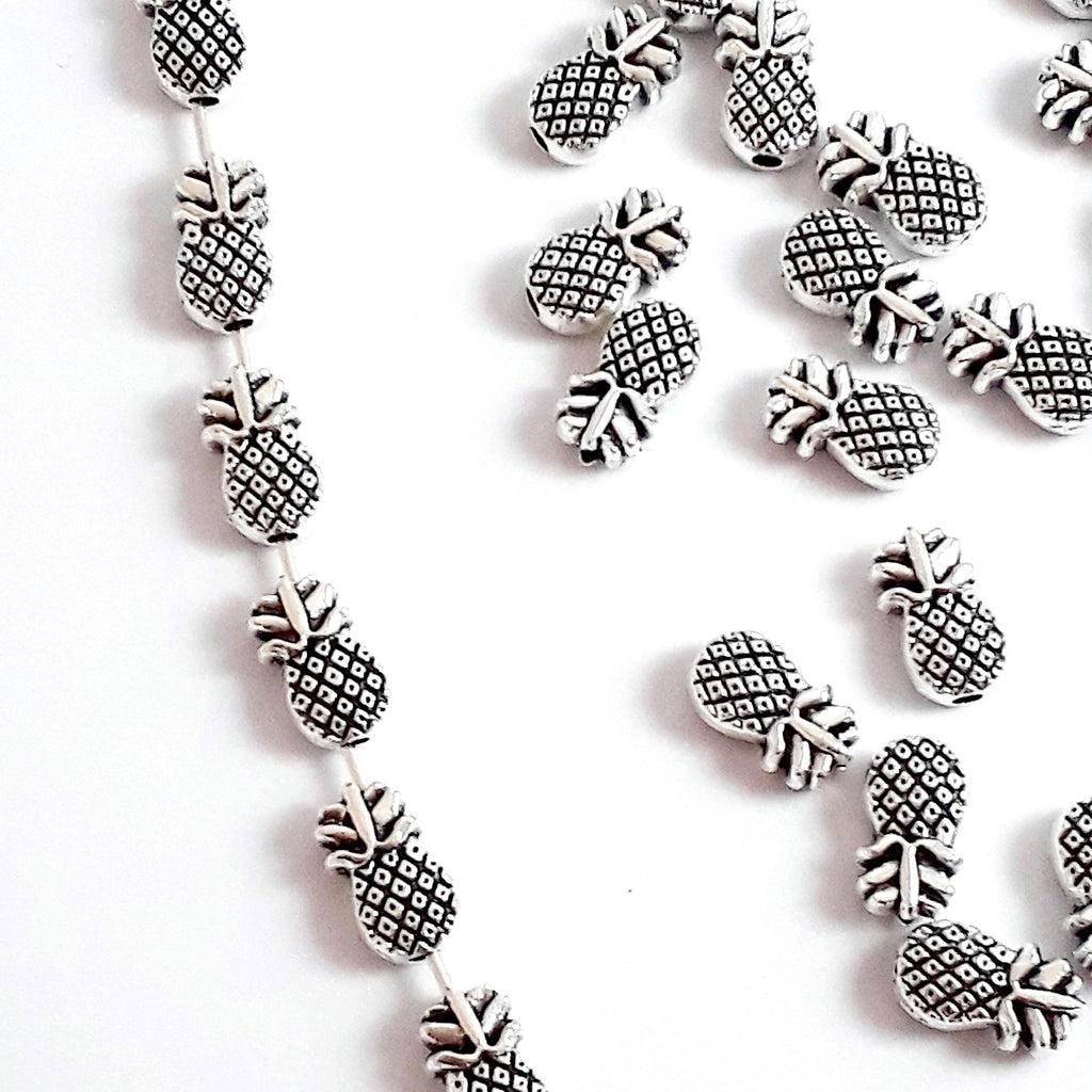 Pineapple Fruit Antique Silver 10x6mm - 10pcs