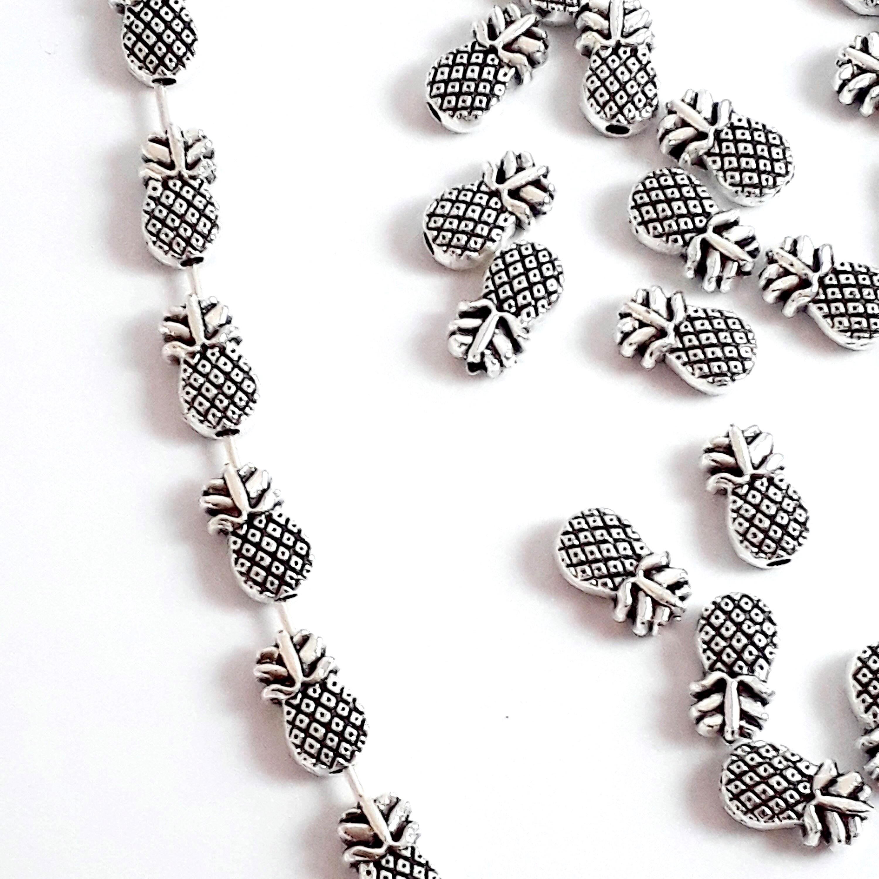 Pineapple Fruit Antique Silver 10x6mm - 10pcs