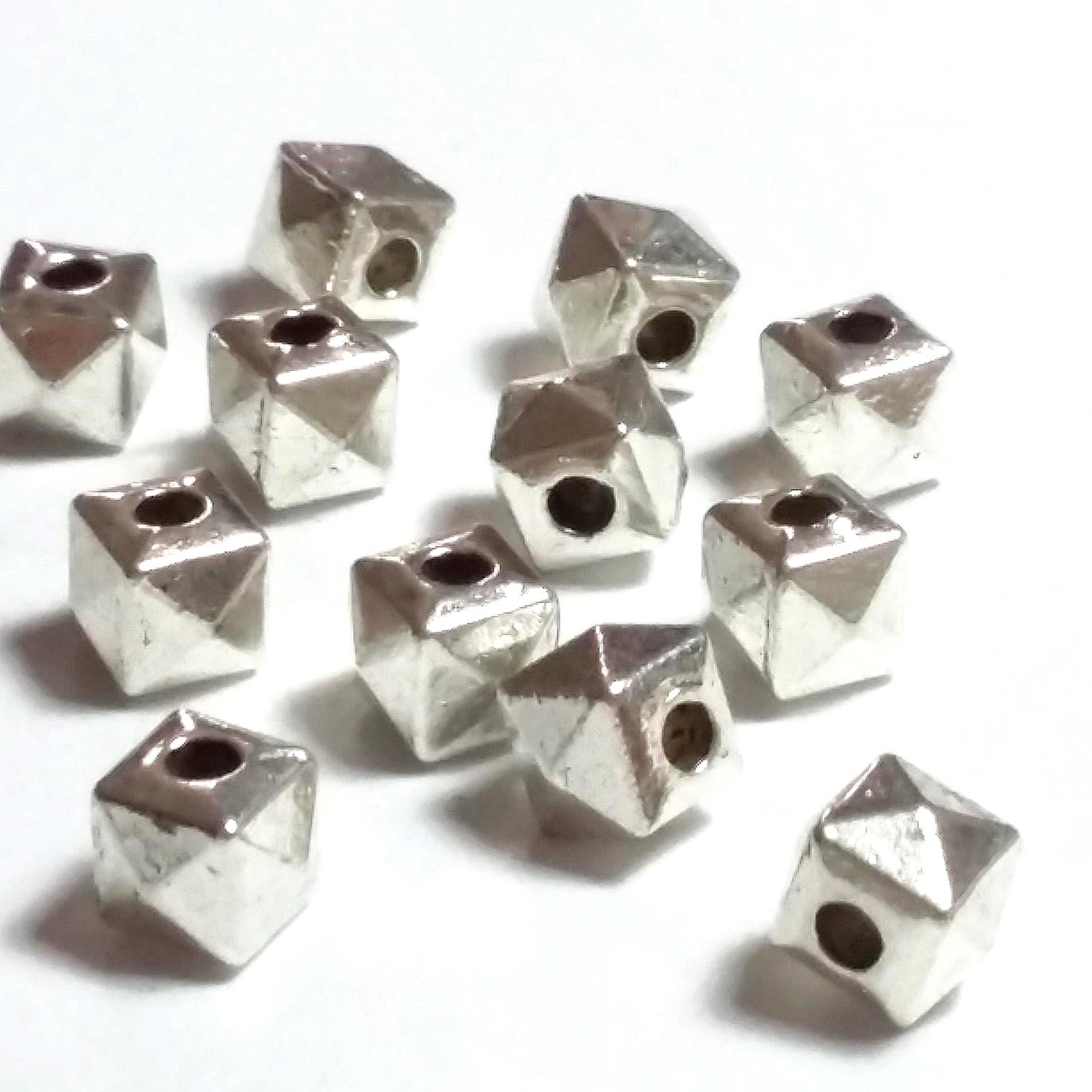 Faceted Silver Cube 5mm - 25pcs