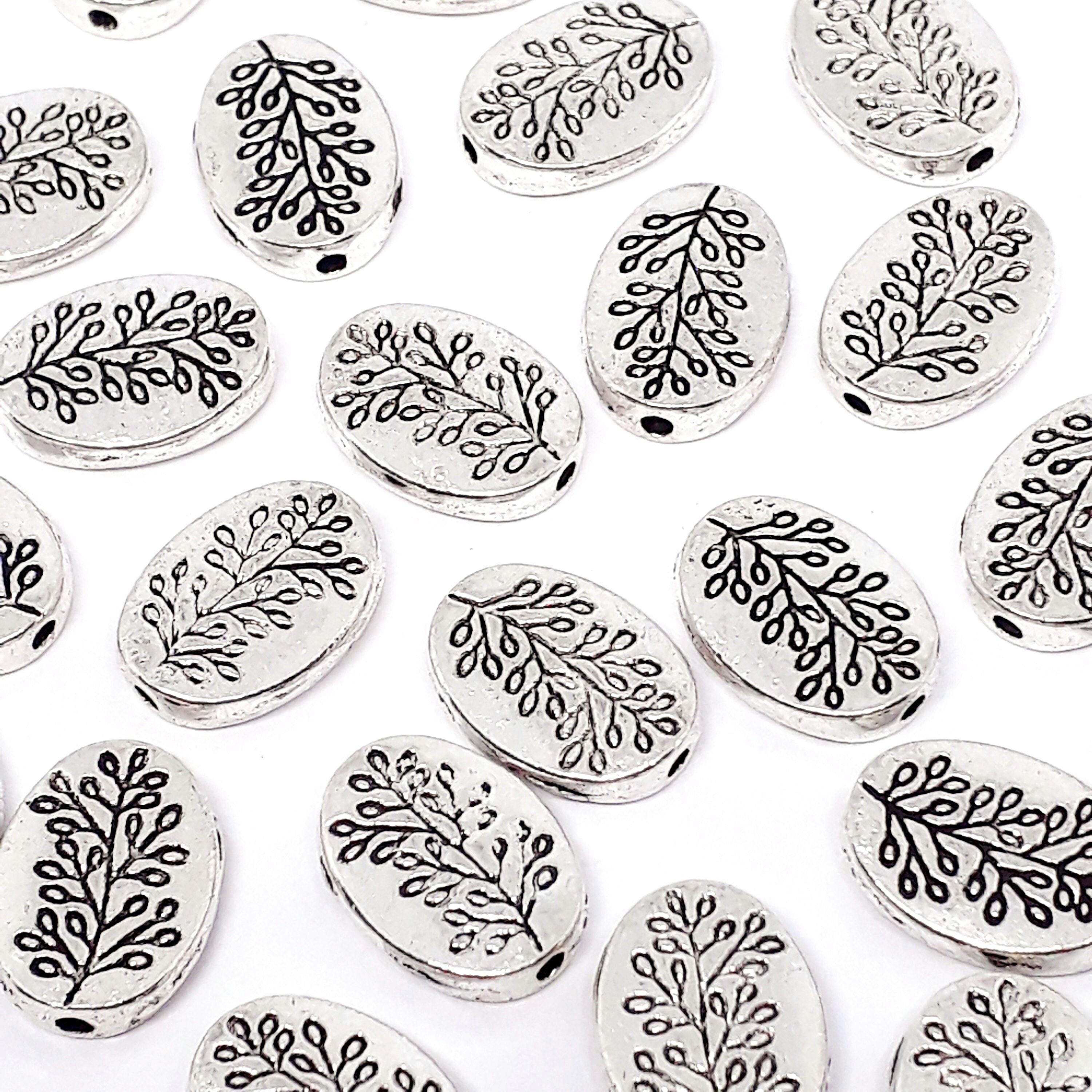 Flat Oval Leaf Antique Silver 13x10mm - 10pcs
