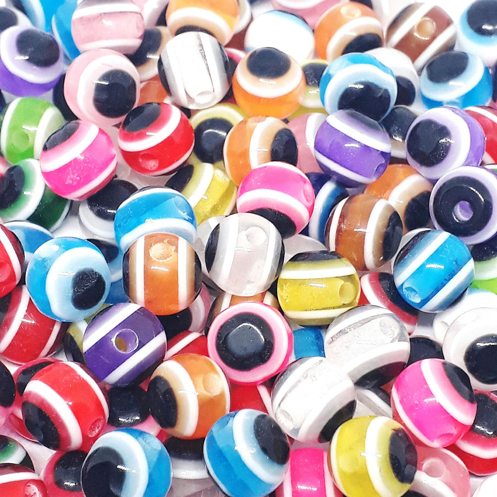 Evil Eye Round Resin Mixed Colour 8x7mm - 50pcs