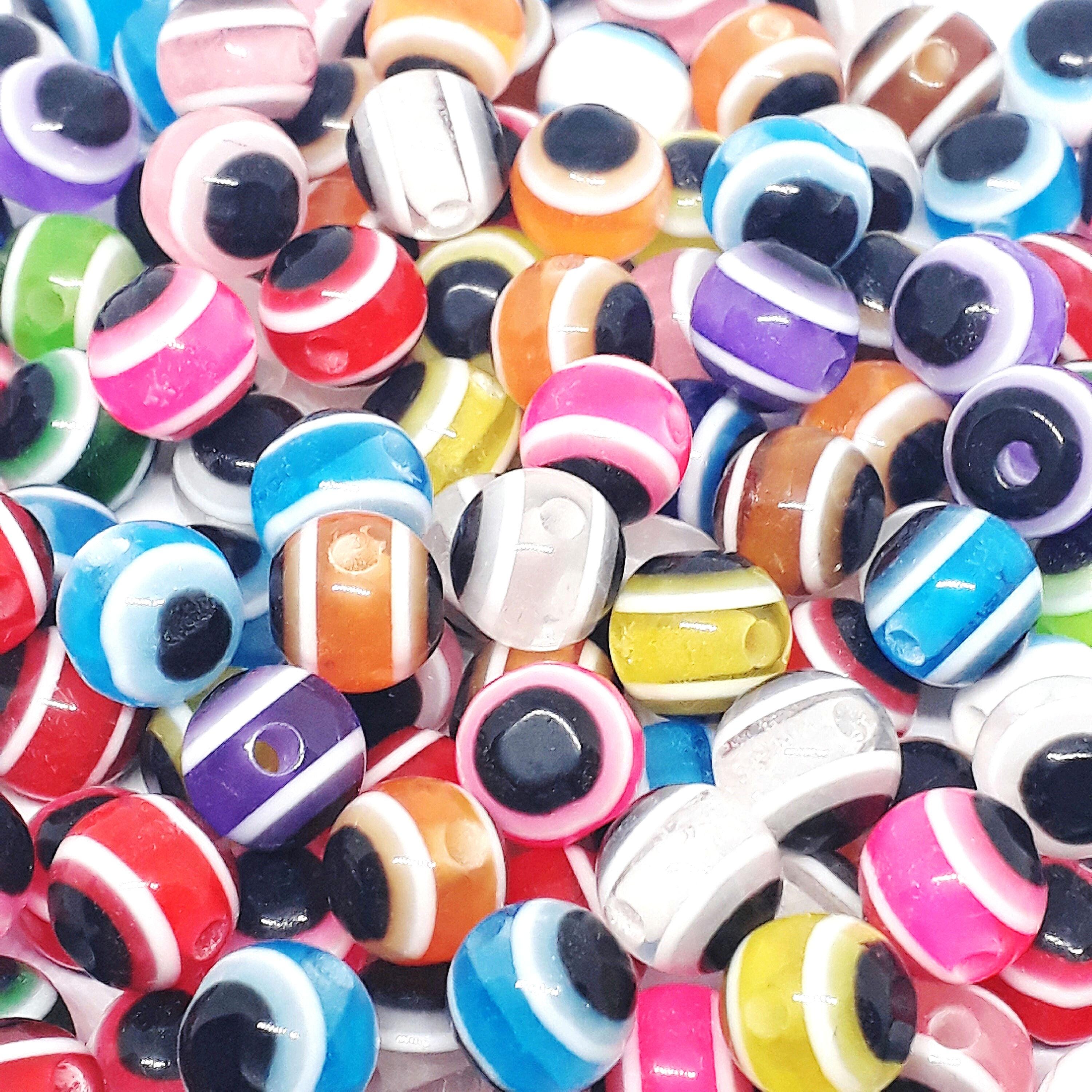 Evil Eye Round Resin Mixed Colour 8x7mm - 50pcs