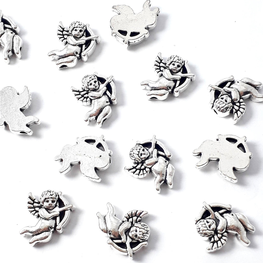 Cupid Cherub Antique Silver 12x10mm - 10pcs