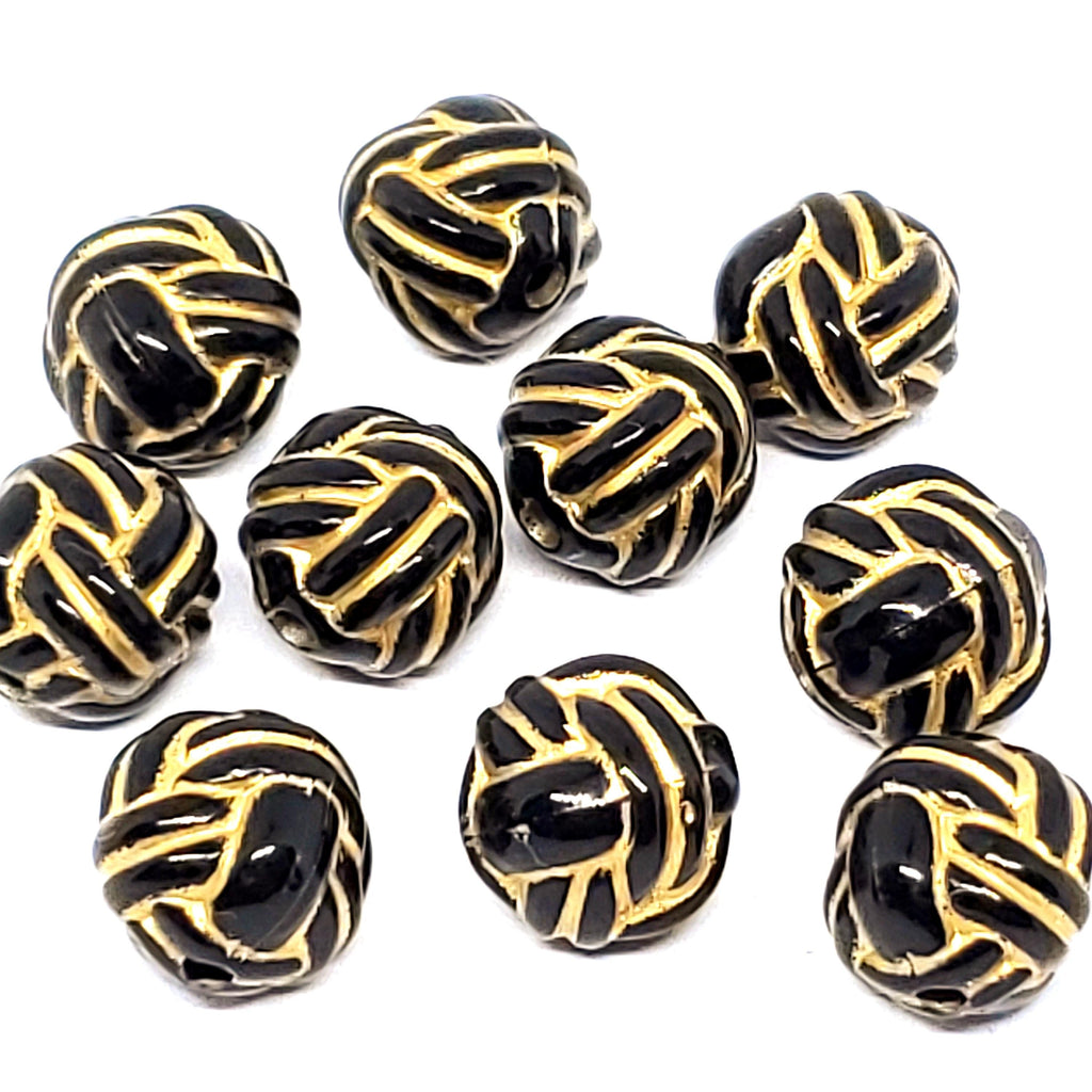 Black & Gold Resin Knot Rope 11mm - 2pcs
