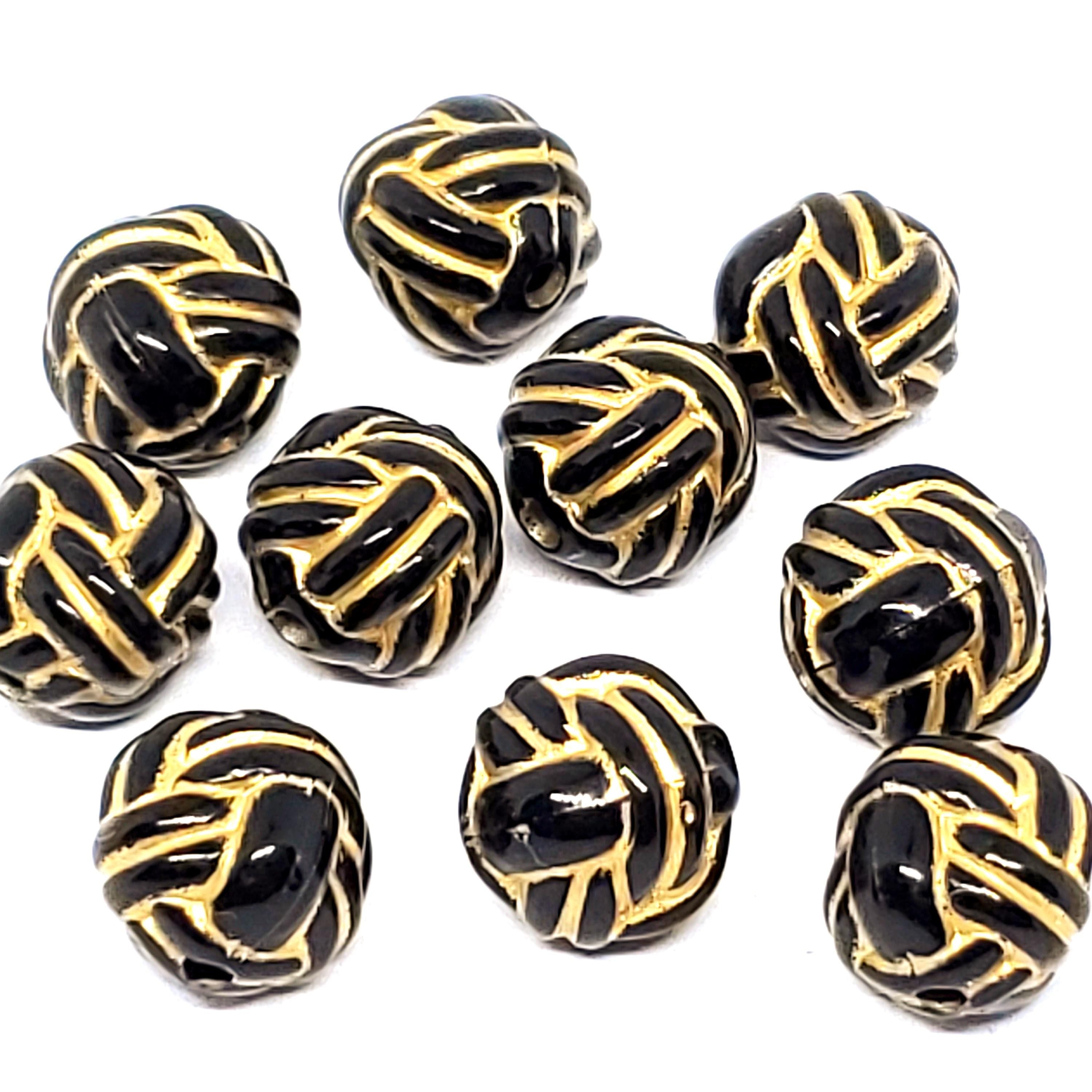 Black & Gold Resin Knot Rope 11mm - 2pcs