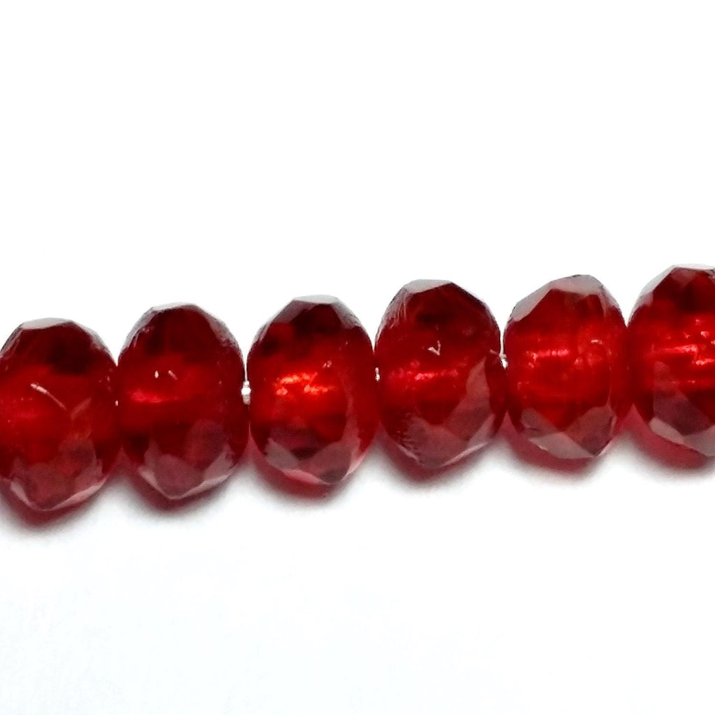 Cherry Red Czech Glass Rondelle 5x3mm - 20pcs