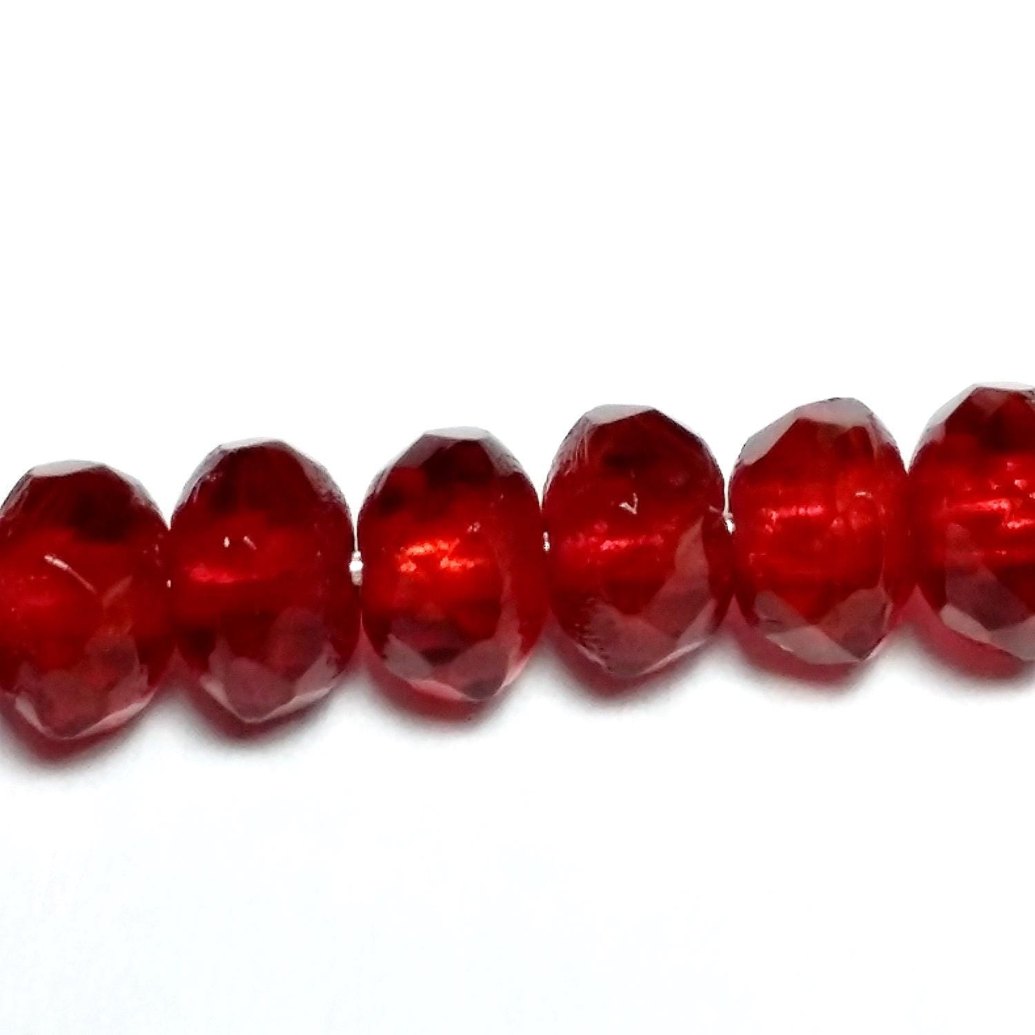 Cherry Red Czech Glass Rondelle 5x3mm - 20pcs