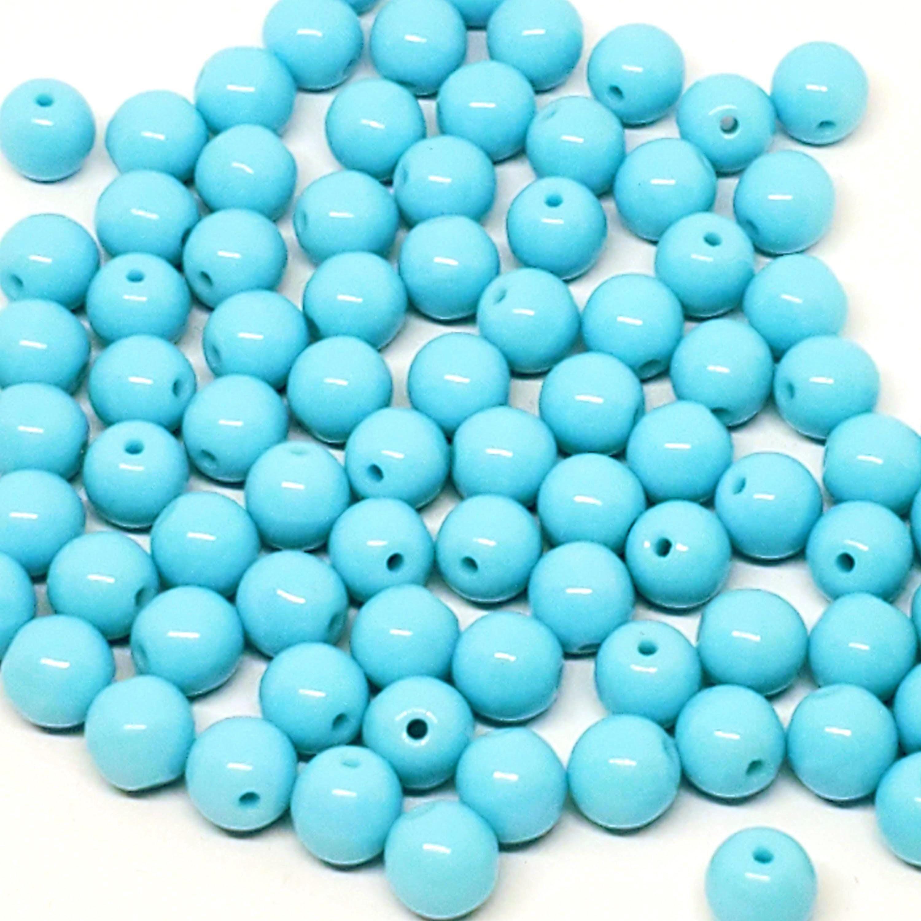 Light Blue Czech Pressed Glass Round Druk 6mm - 30pcs