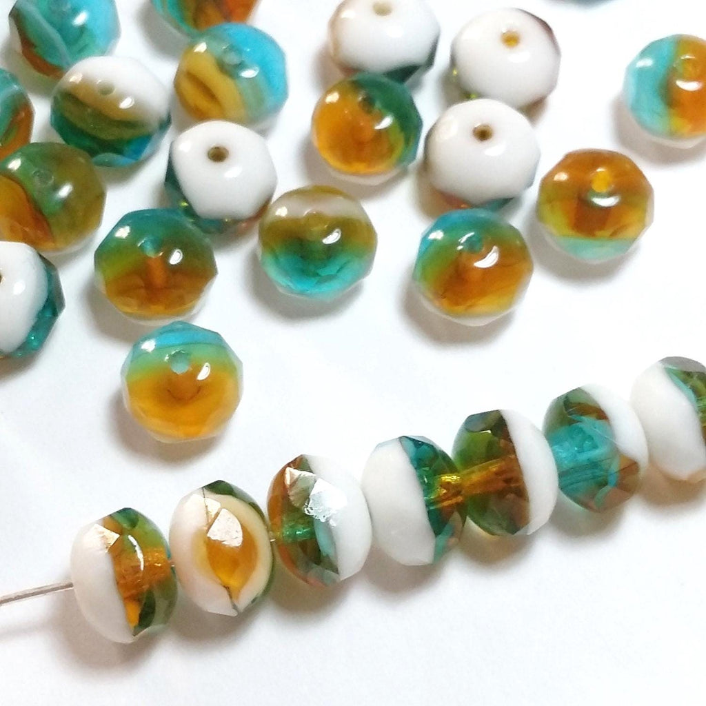 Multicolour Czech Glass Rondelle 9x6mm - 10pcs