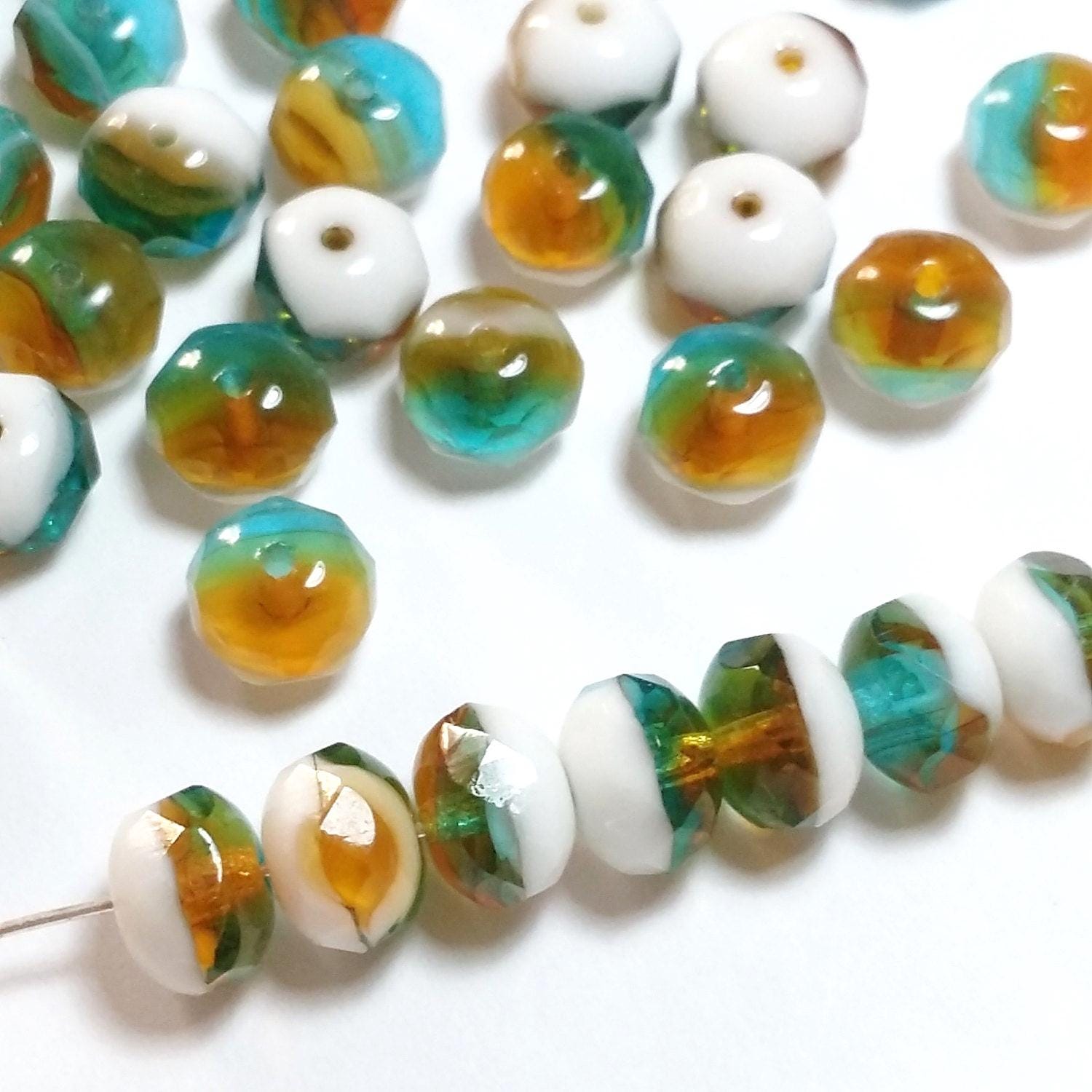 Multicolour Czech Glass Rondelle 9x6mm - 10pcs