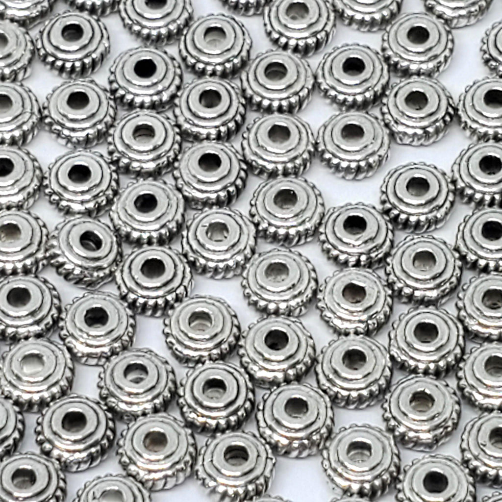 Small Antique Silver Saucer Spacers 5mm - 100pcs
