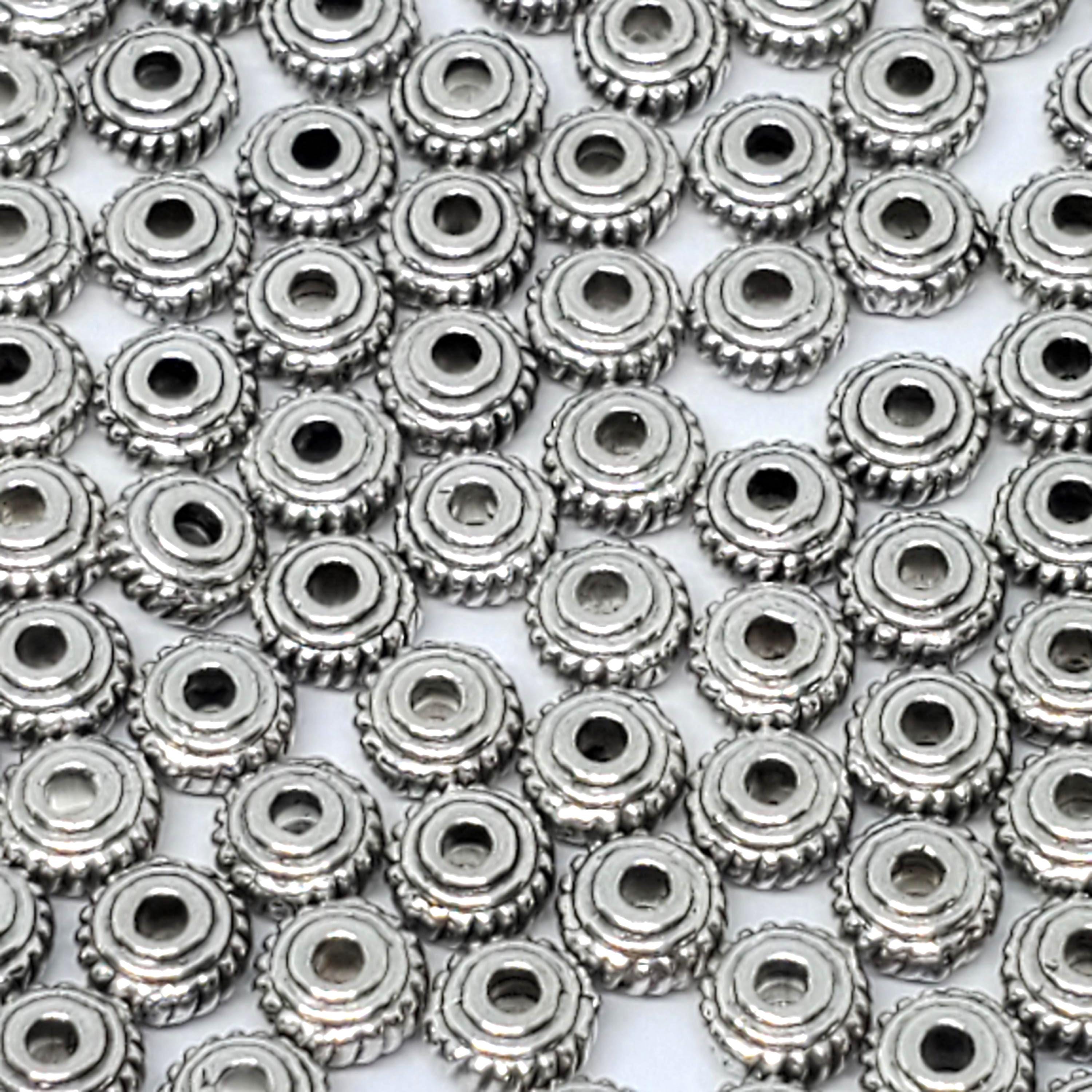 Small Antique Silver Saucer Spacers 5mm - 100pcs