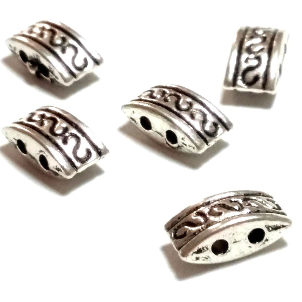 2-Hole Tibetan Style Carrier Antique Silver 10x5mm - 25pcs