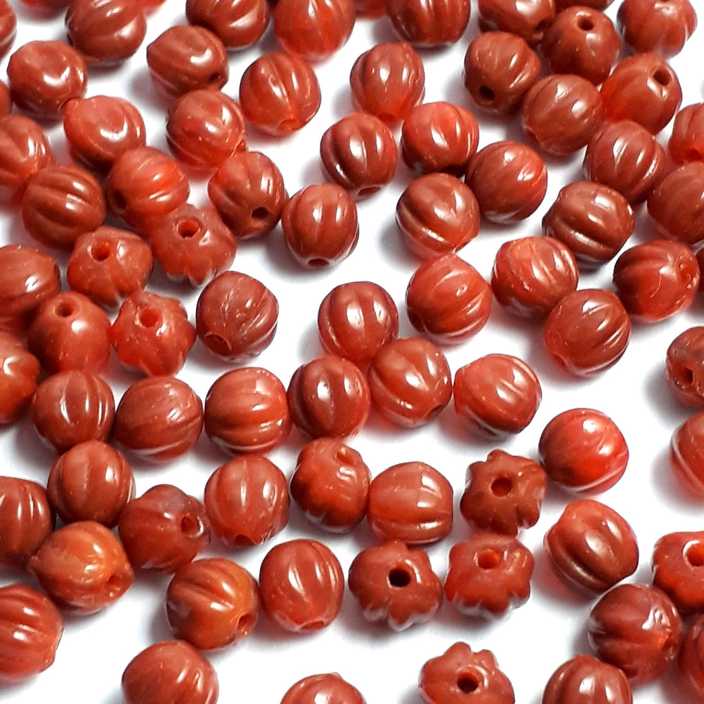 Orange & Caramel Fluted Czech Glass 4mm - 40pcs