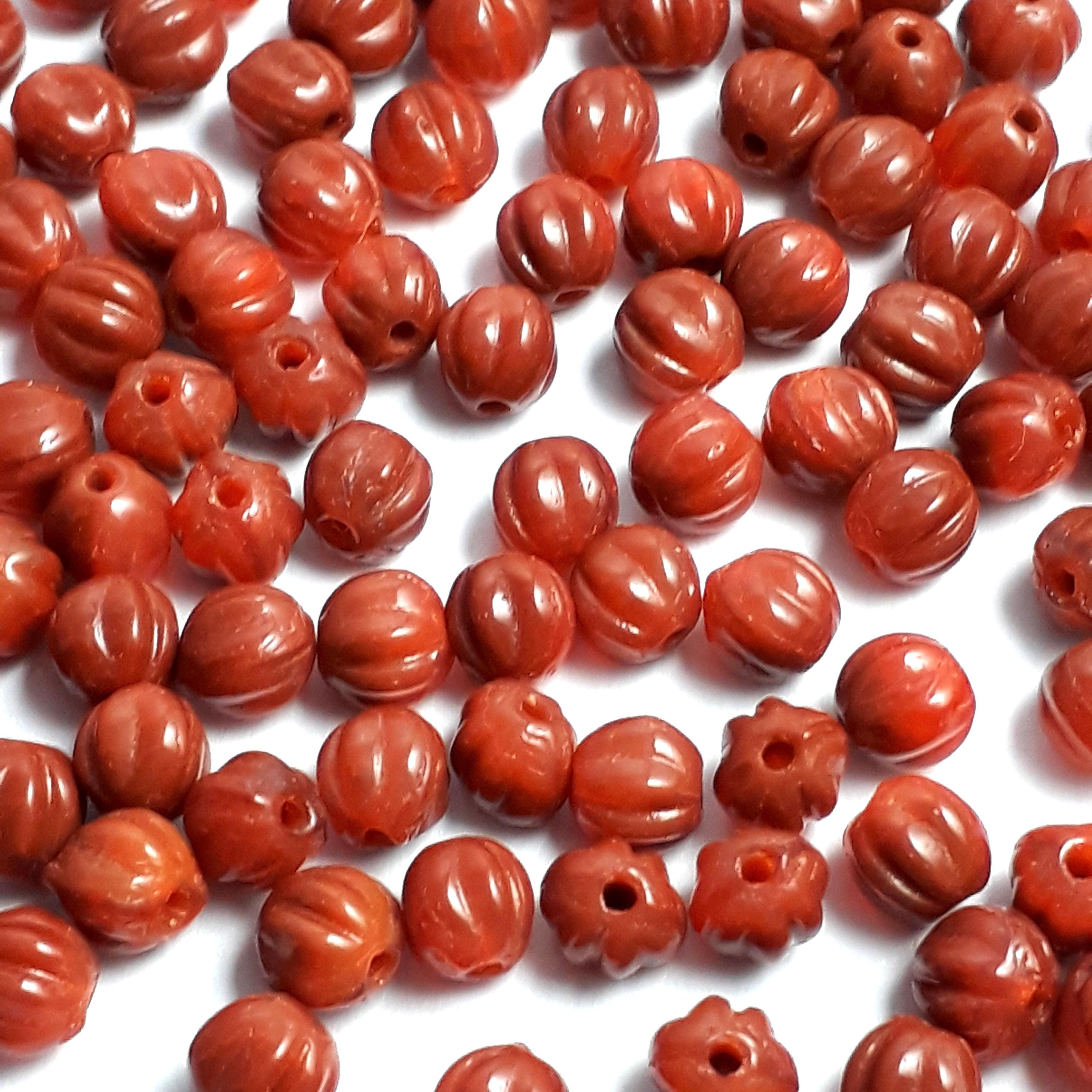 Orange & Caramel Fluted Czech Glass 4mm - 40pcs