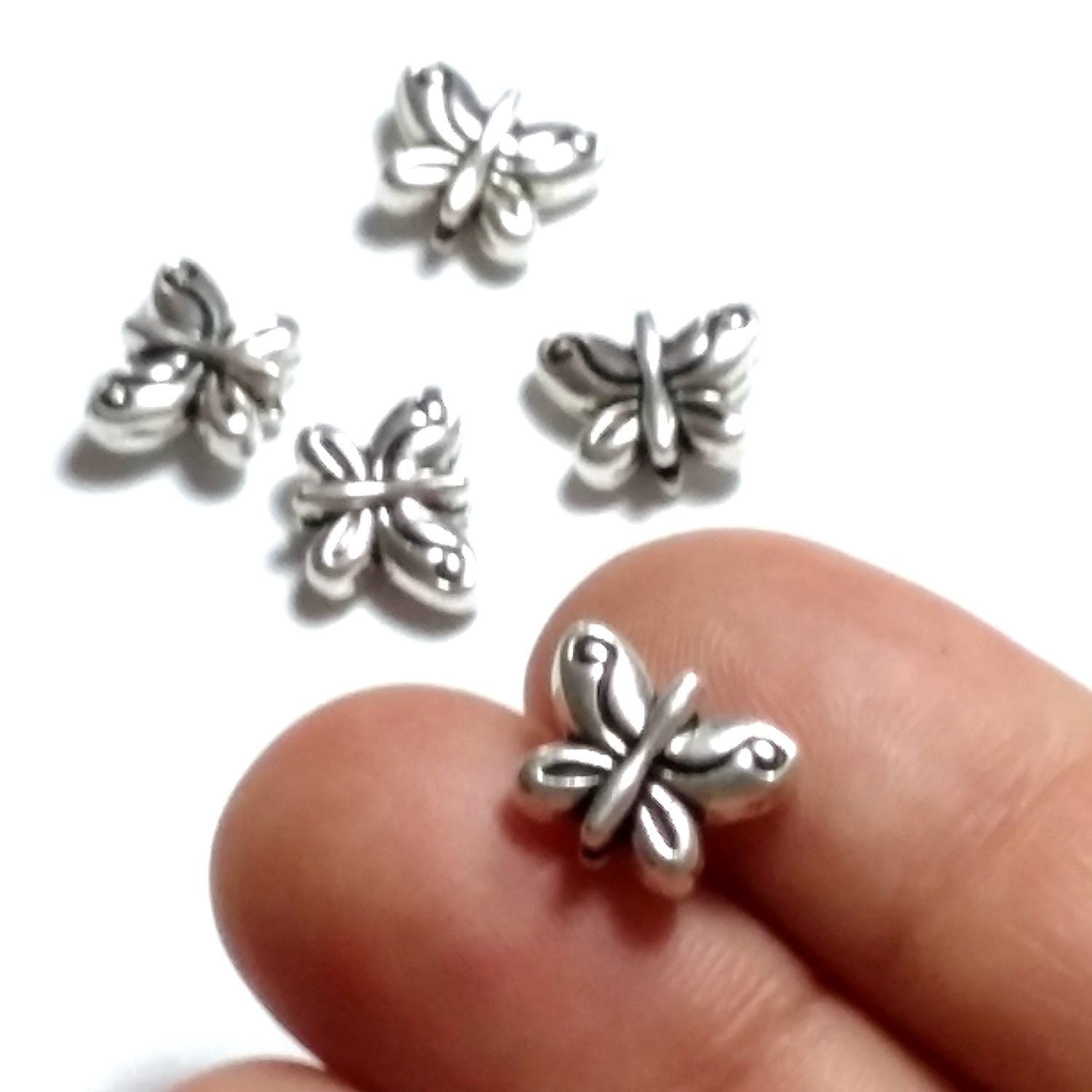 Butterfly Antique Silver 10x8mm - 10pcs
