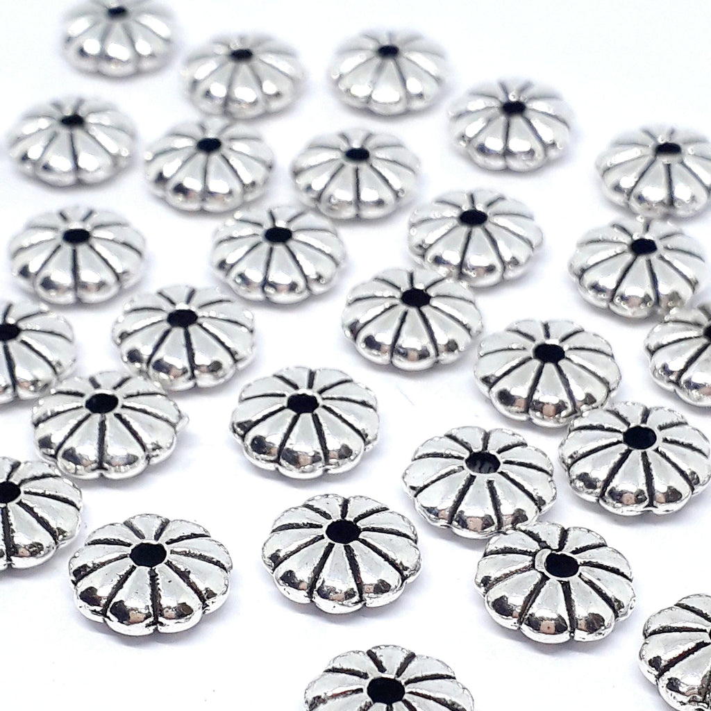 Flower Ring Spacer Antique Silver 7mm - 20pcs
