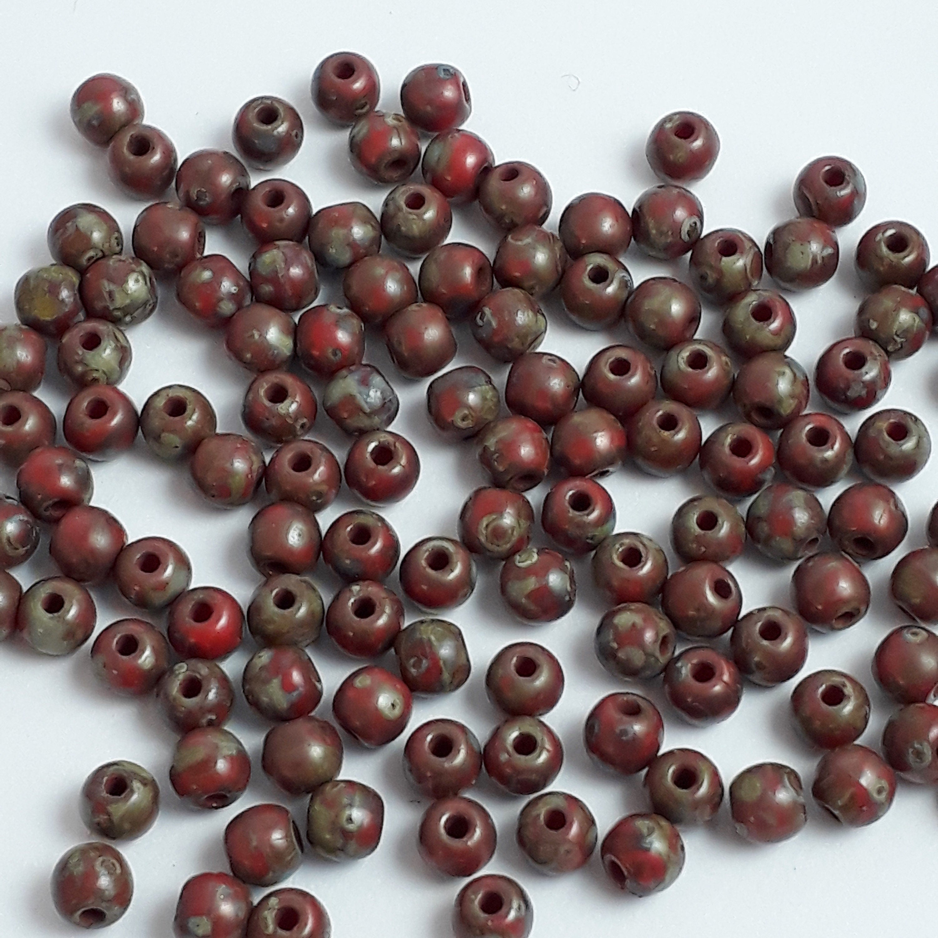 Red Picasso Czech Glass Round 3mm - 120pcs