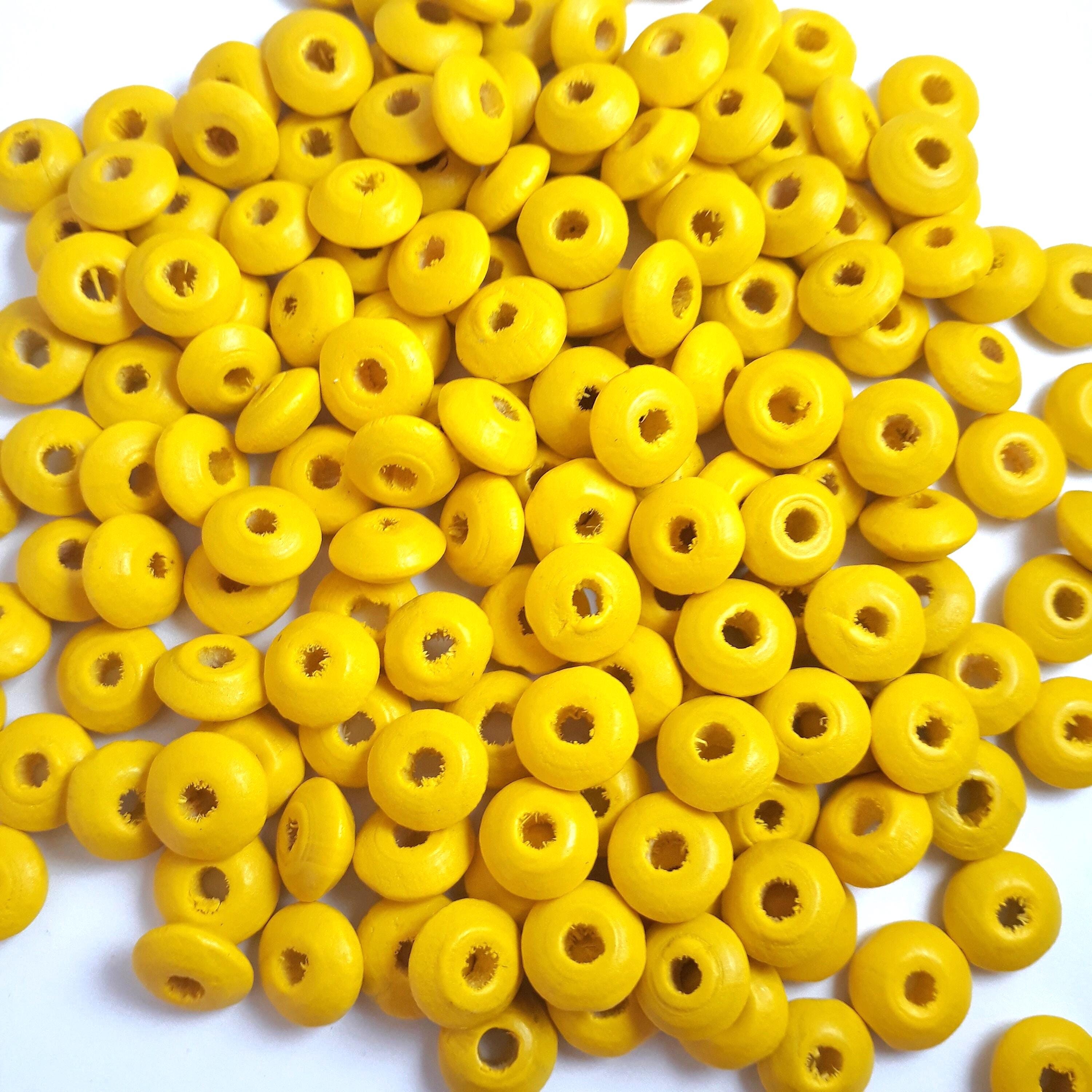 Yellow Wood Rondelle 10mm - 100pcs