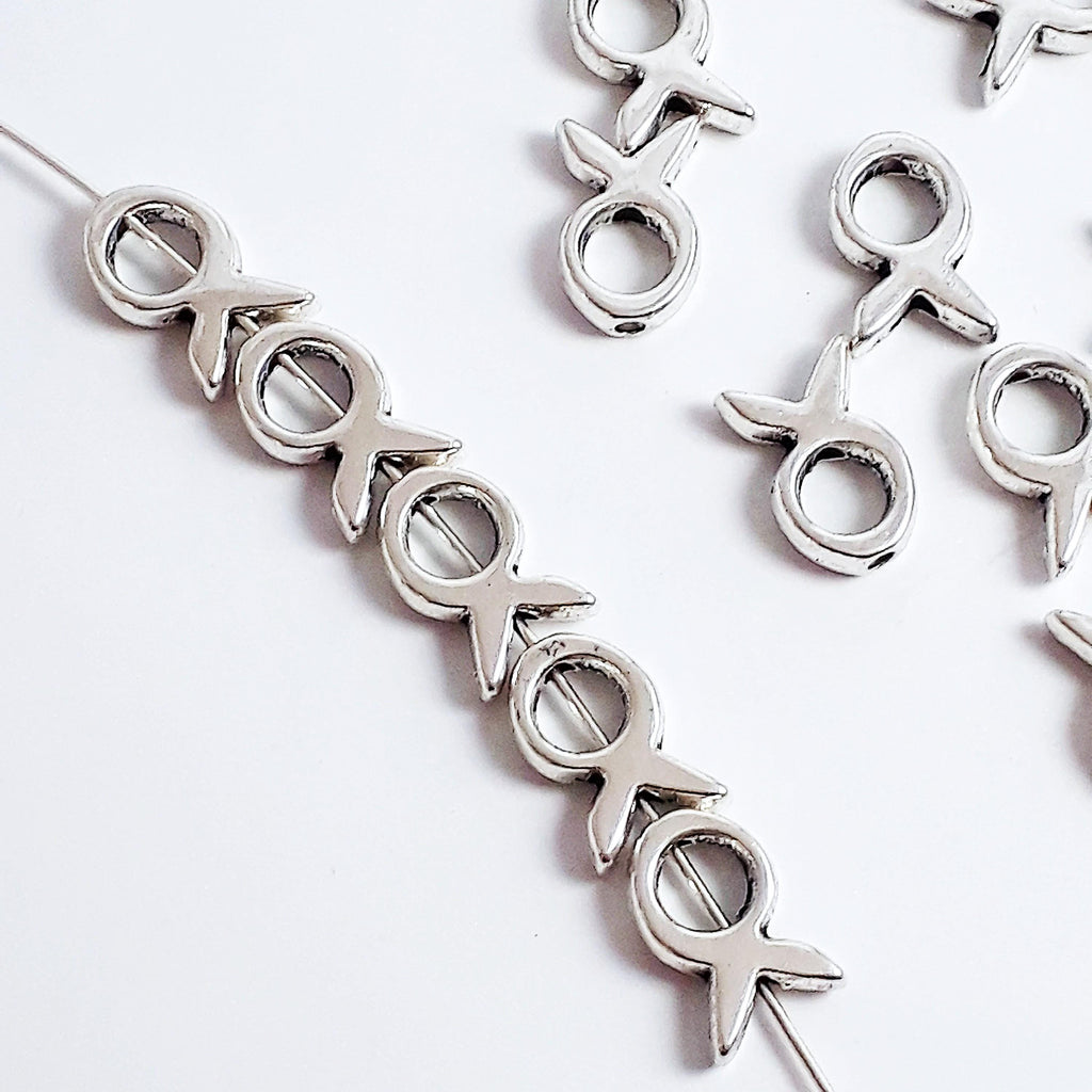 Hollow Fish Antique Silver 13x9mm - 10pcs