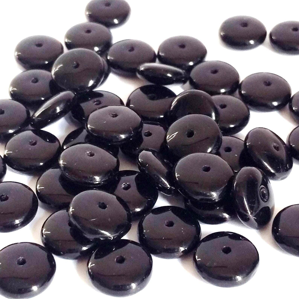 Black Czech Druk Pressed Glass Disc 8mm - 30pcs