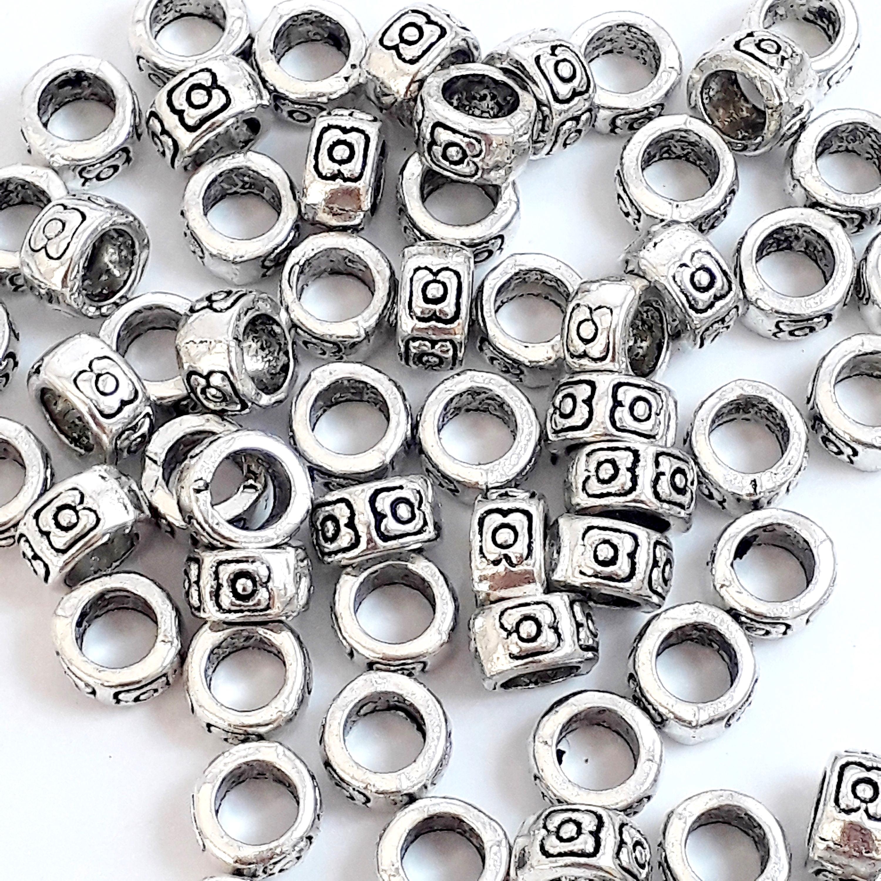 Donut Flower Antique Silver 7x4mm - 20pcs