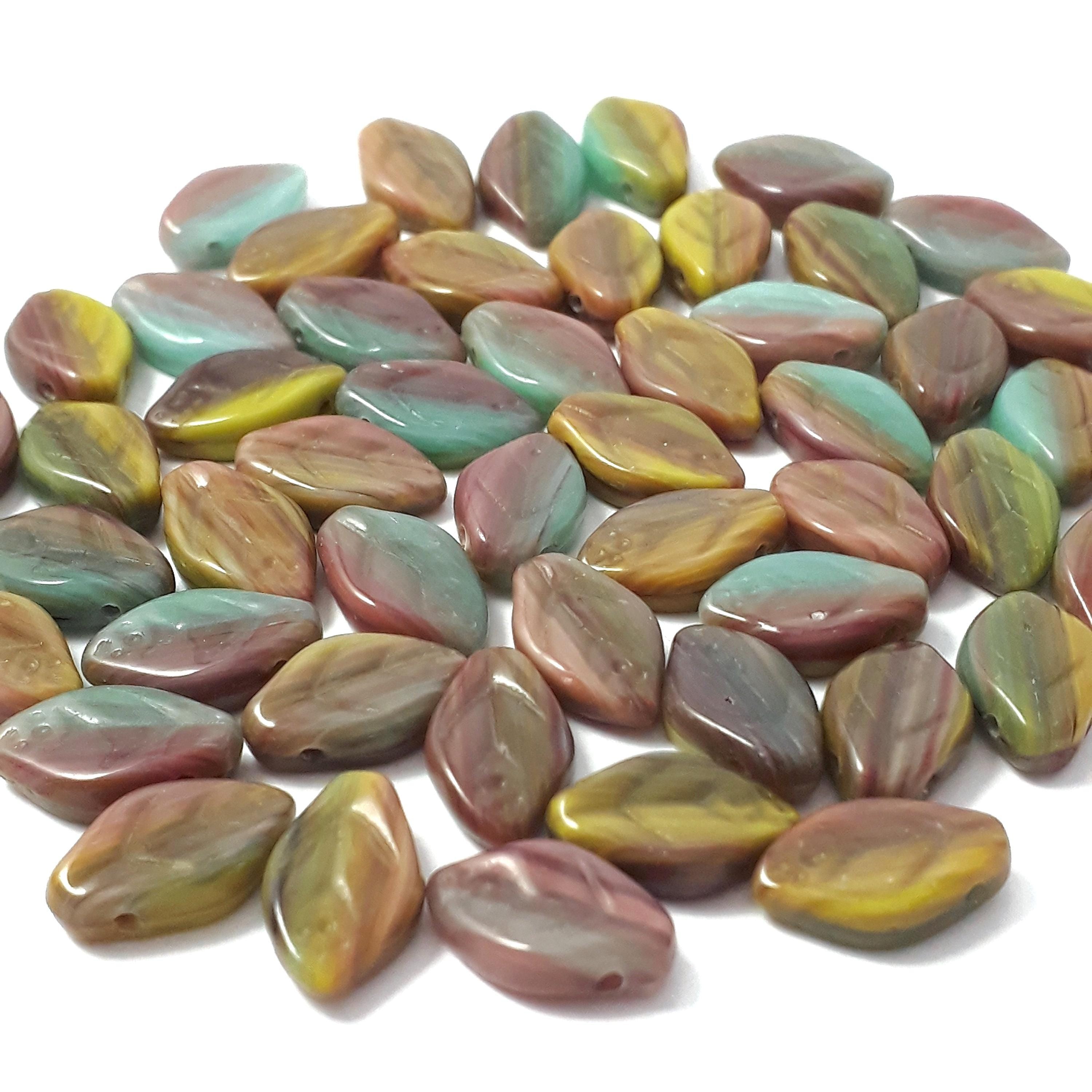 Multicolour Czech Glass Leaf B12x7mm - 20pcs