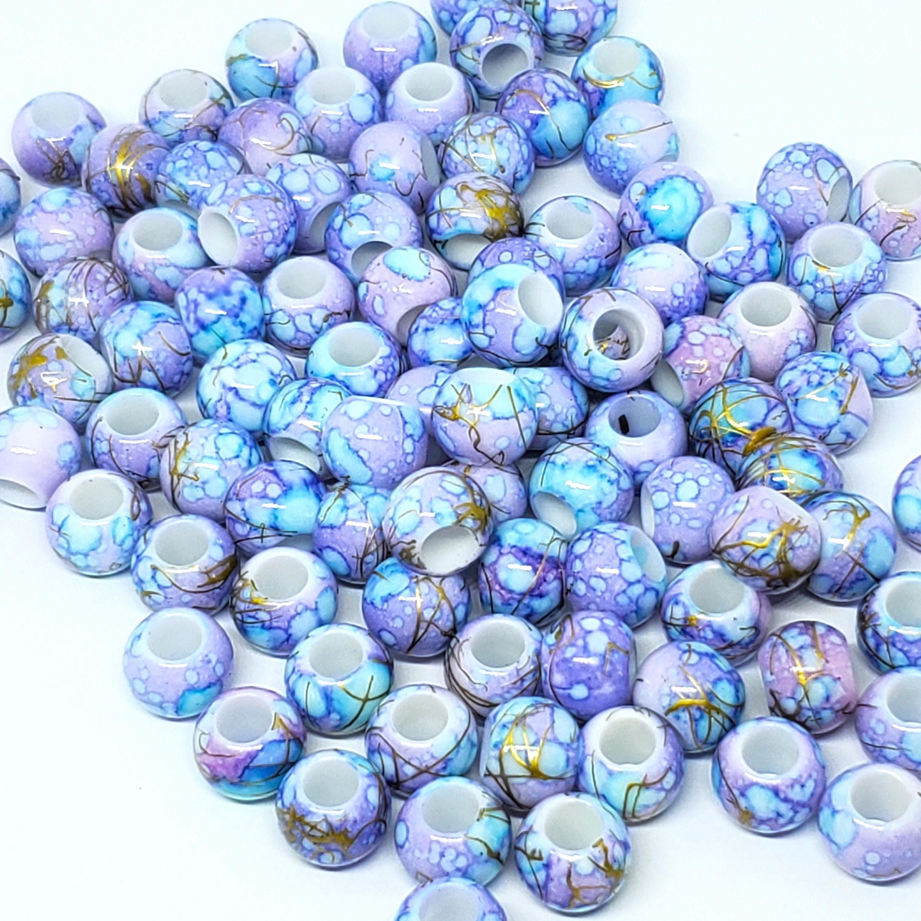 Purple, Blue & Gold Drawbench Acrylic Pony 10mm - 50pcs