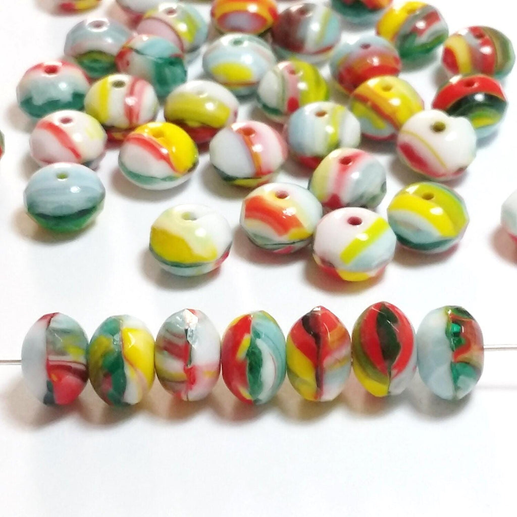 Multicolour Czech Glass Faceted Rondelle 9x6mm - 10pcs