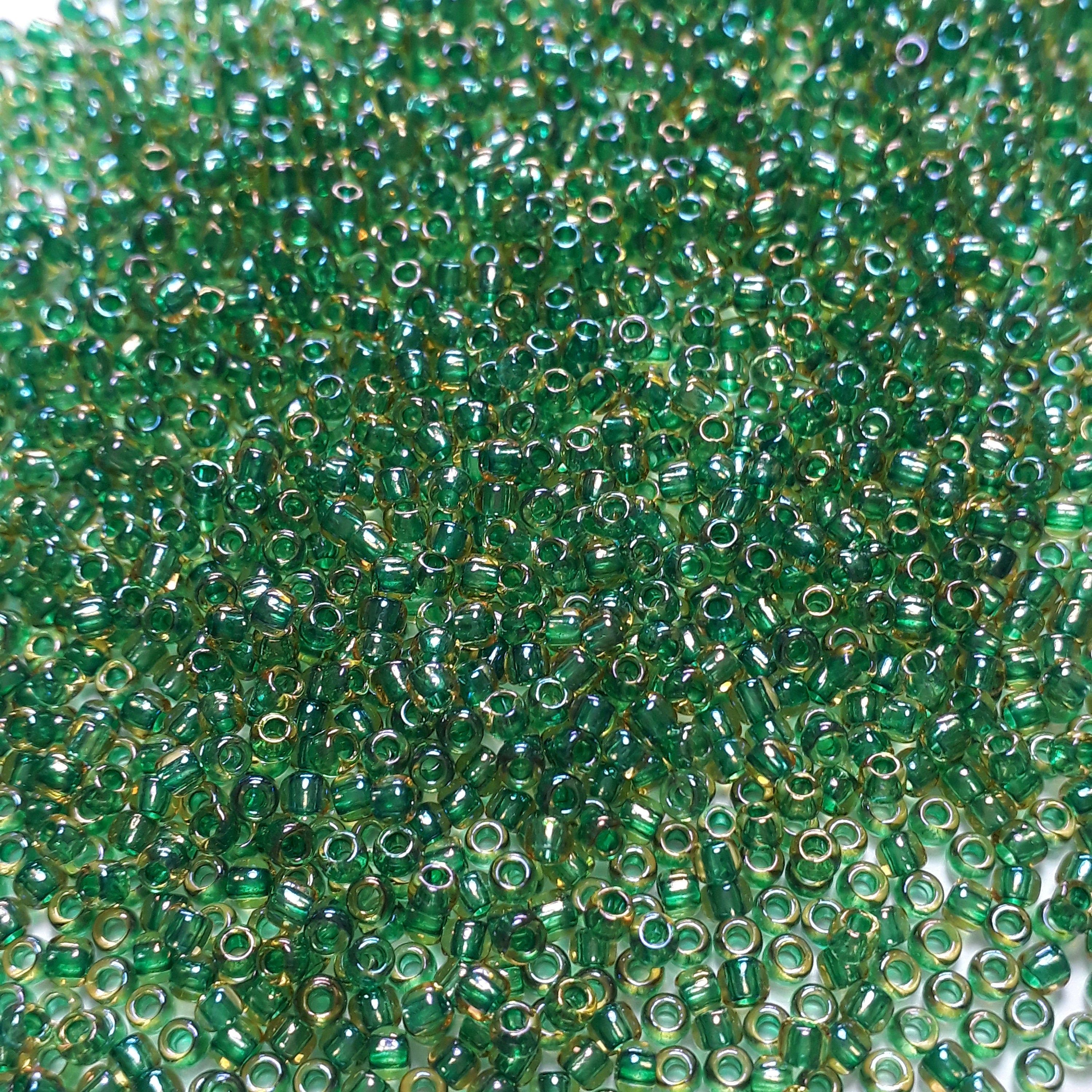 Luster Jonquil / Emerald-Lined TOHO Seed Glass 11/0 - 10g