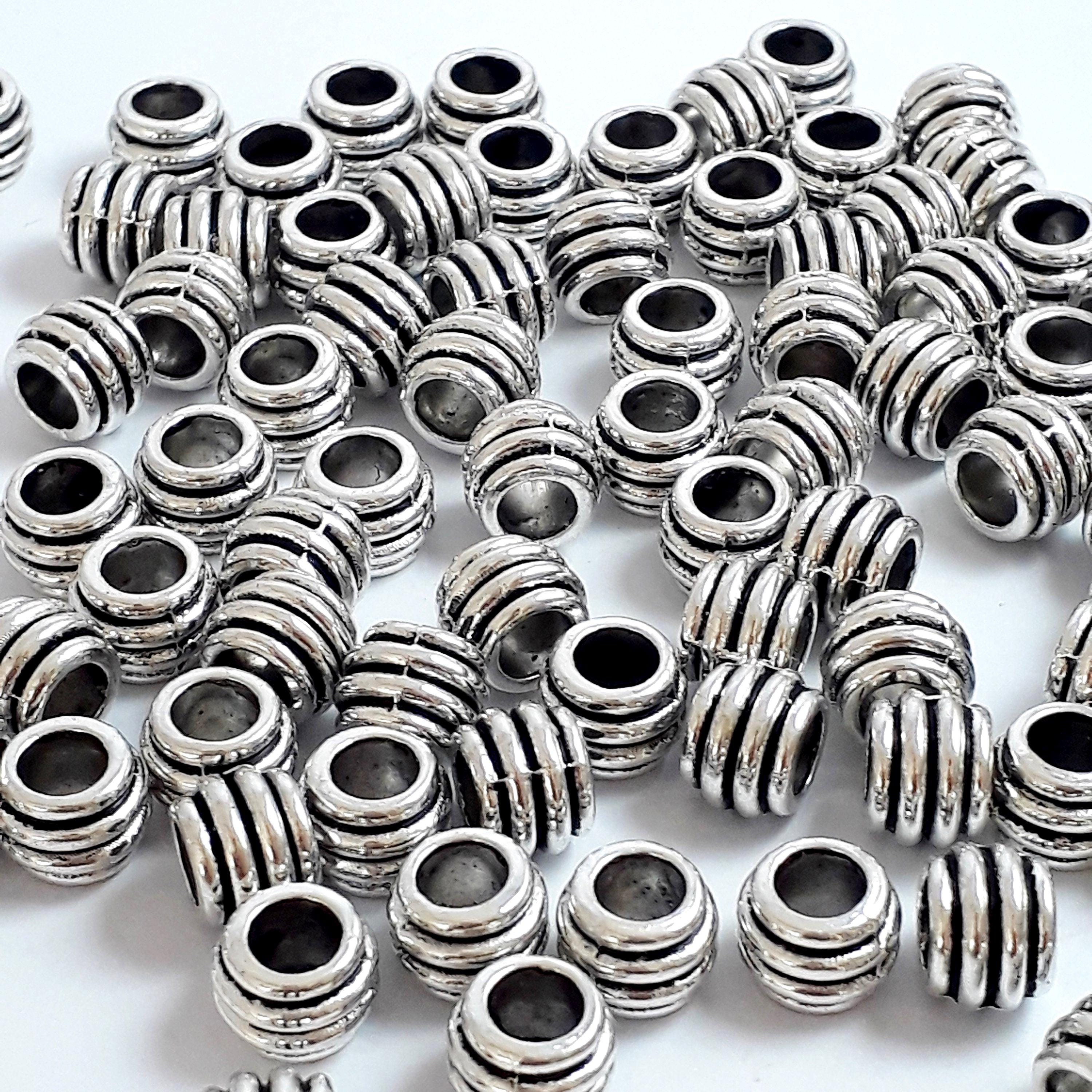Silver Ringed Barrel 8x6mm - 20pcs
