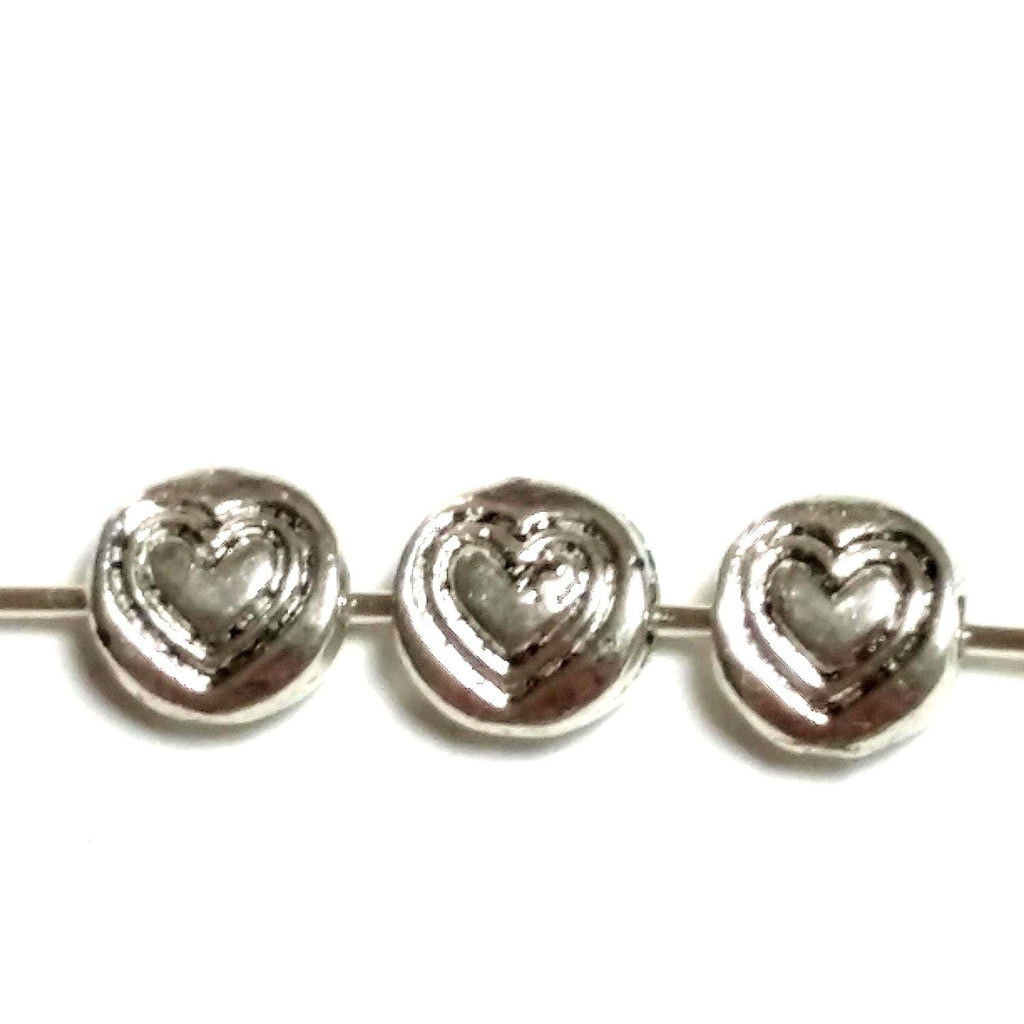 Silver Heart Antique Silver 6mm - 25pcs