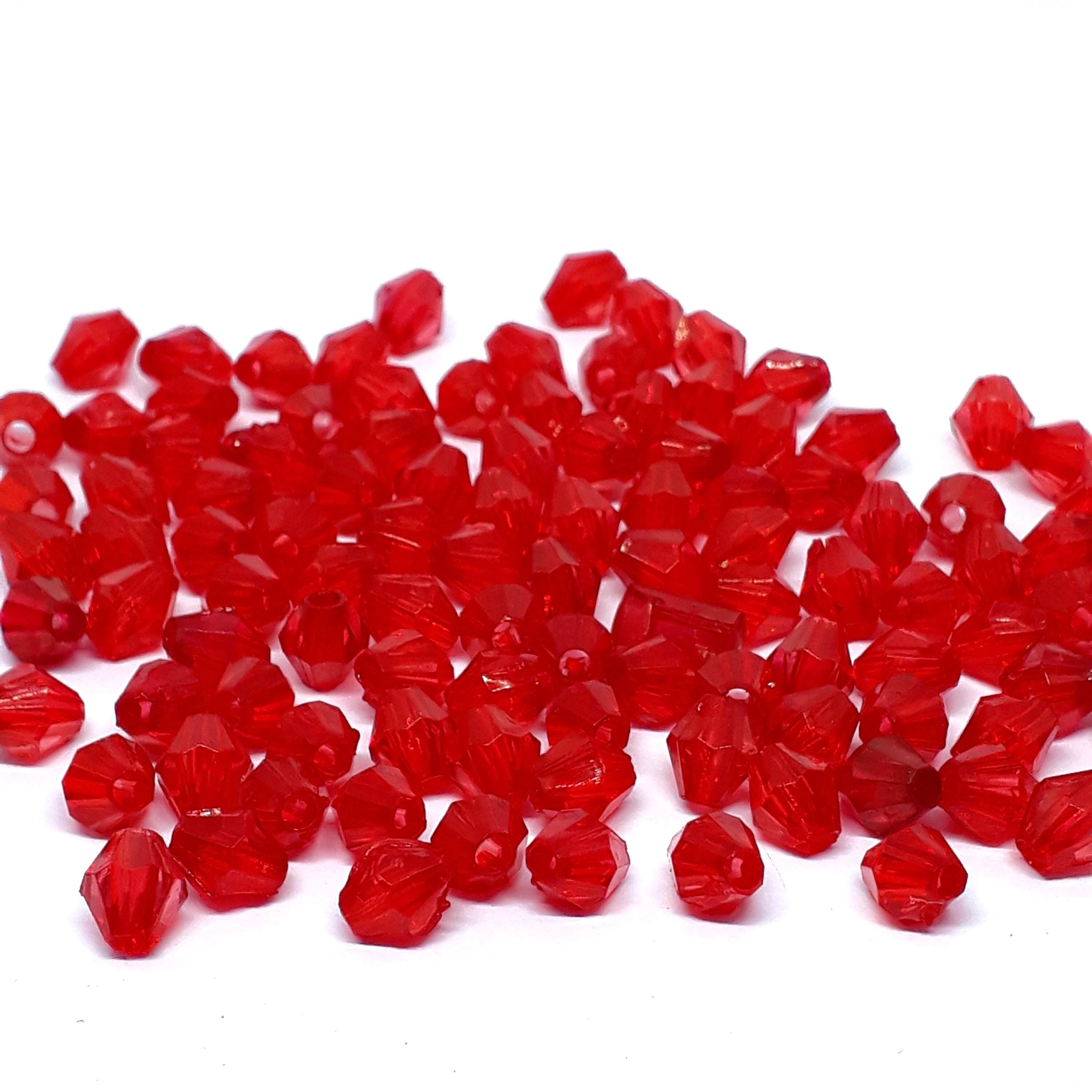 Red Acrylic Faceted Bicone 6x5mm 30g